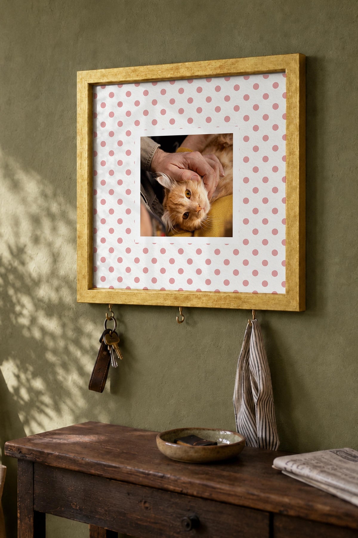 Kişiye Özel Tablo Anahtarlık, Photobooth Stili Gold Fotoğraf Çerçevesi, Vintage Duvar Dekoru
