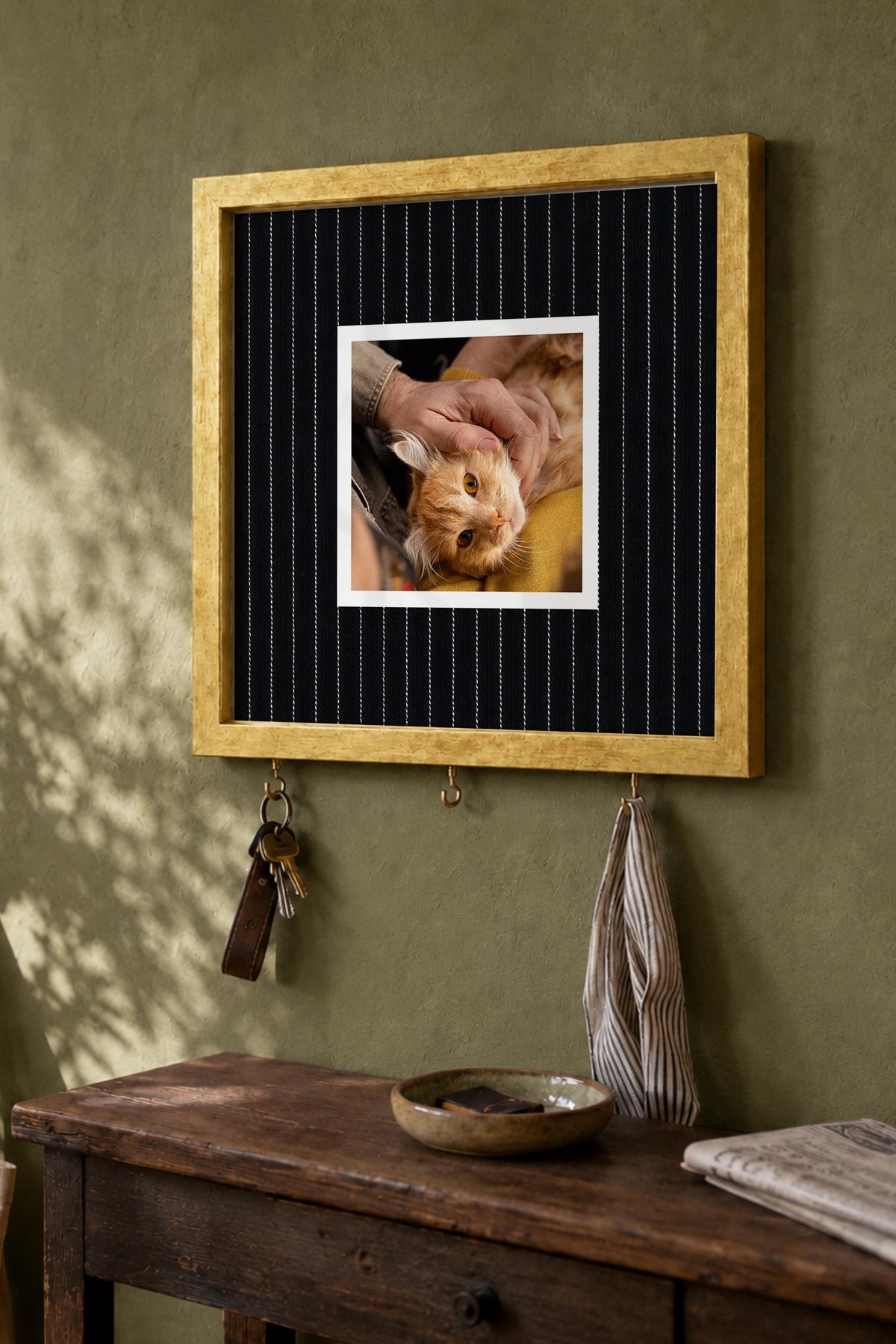 Kişiye Özel Tablo Anahtarlık, Photobooth Stili Gold Fotoğraf Çerçevesi, Vintage Duvar Dekoru