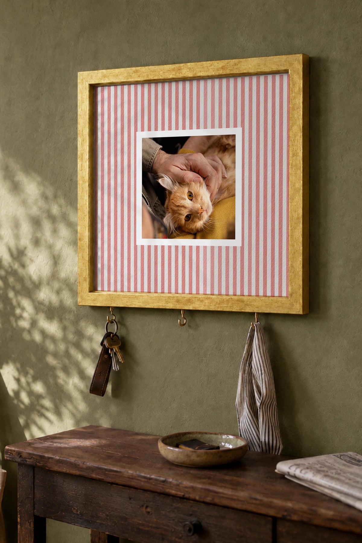 Kişiye Özel Tablo Anahtarlık, Photobooth Stili Gold Fotoğraf Çerçevesi, Vintage Duvar Dekoru