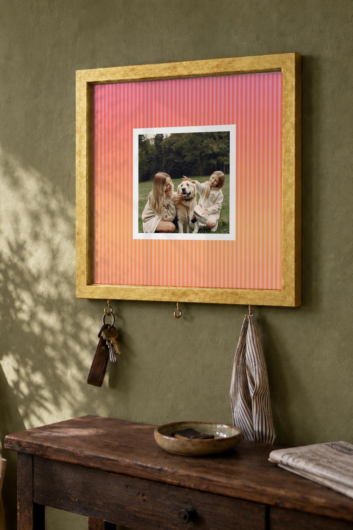 Kişiye Özel Tablo Anahtarlık, Photobooth Stili Gold Fotoğraf Çerçevesi, Vintage Duvar Dekoru