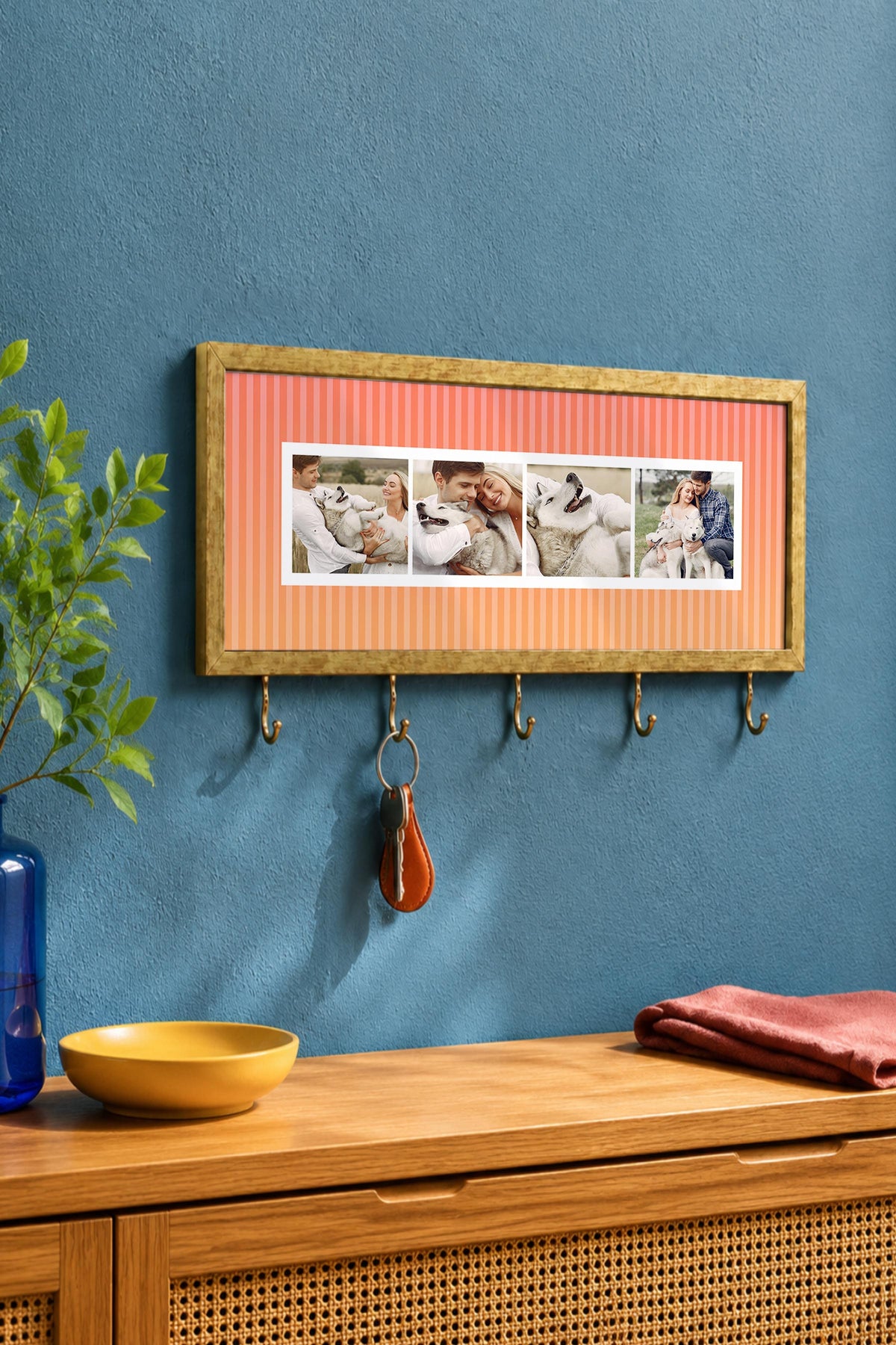Kişiye Özel Tablo Anahtarlık, Photobooth Stili Gold Fotoğraf Çerçevesi, Vintage Duvar Dekoru