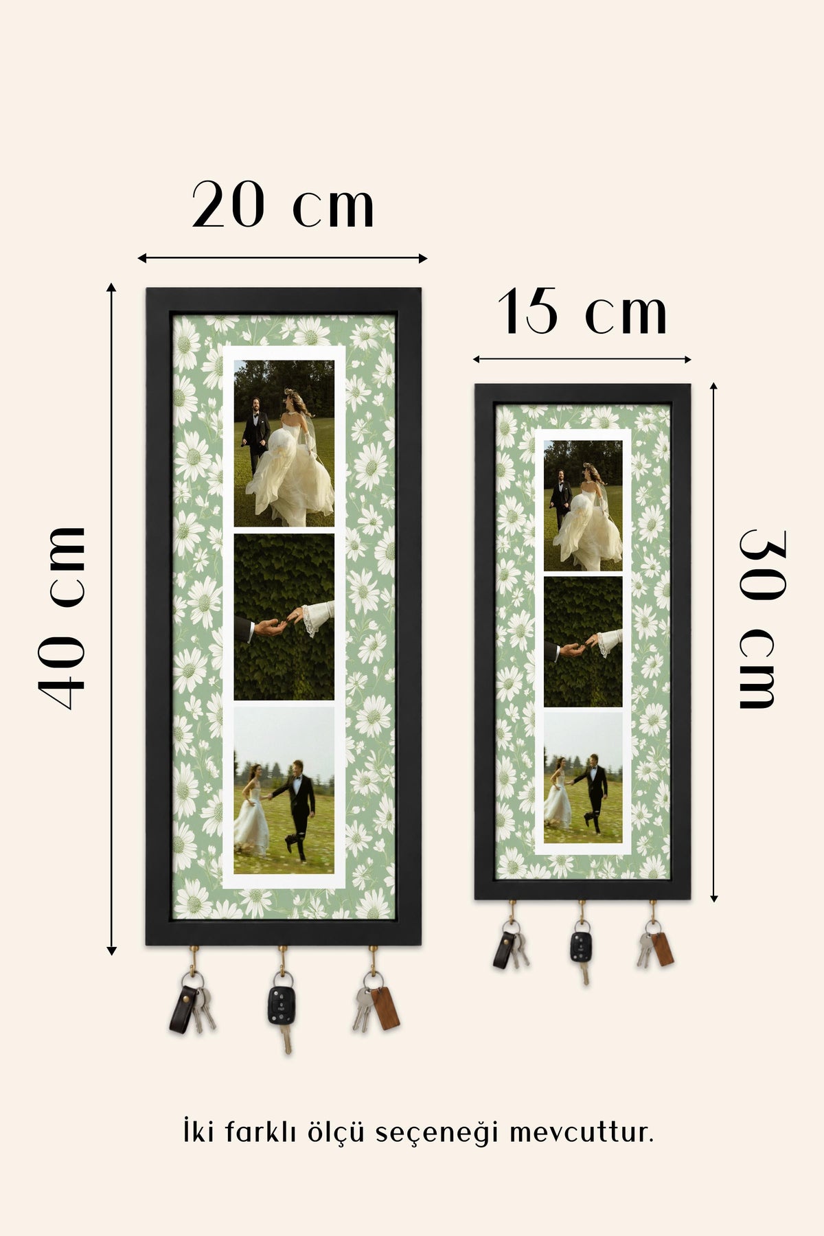 Kişiye Özel Tablo Anahtarlık, Photobooth Stili Gold Fotoğraf Çerçevesi, Vintage Duvar Dekoru