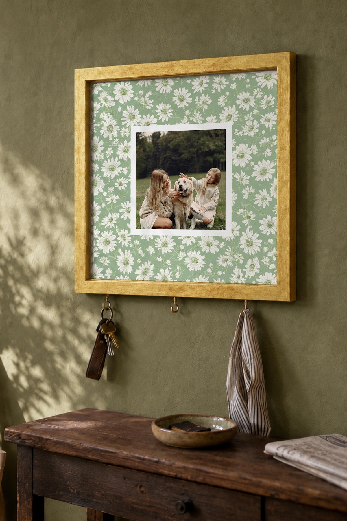 Kişiye Özel Tablo Anahtarlık, Photobooth Stili Gold Fotoğraf Çerçevesi, Vintage Duvar Dekoru