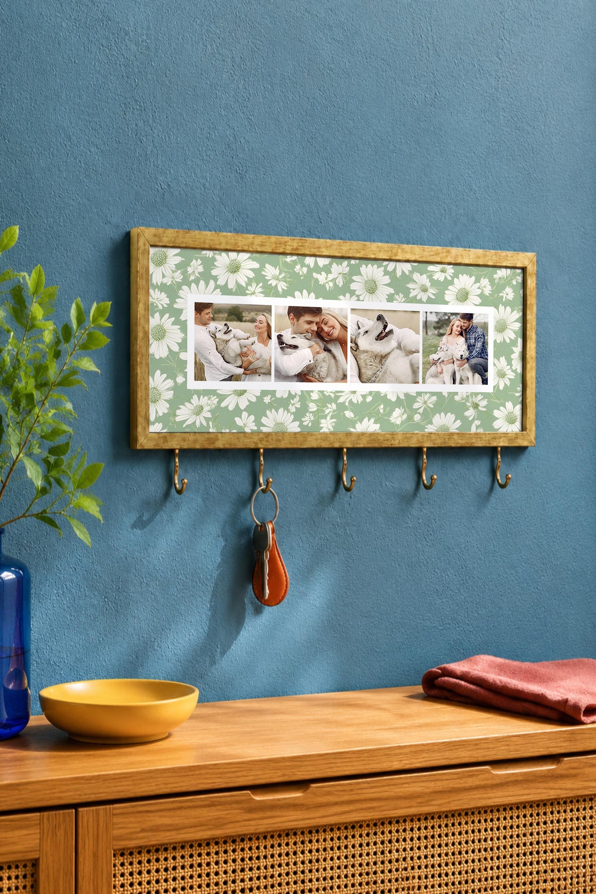 Kişiye Özel Tablo Anahtarlık, Photobooth Stili Gold Fotoğraf Çerçevesi, Vintage Duvar Dekoru