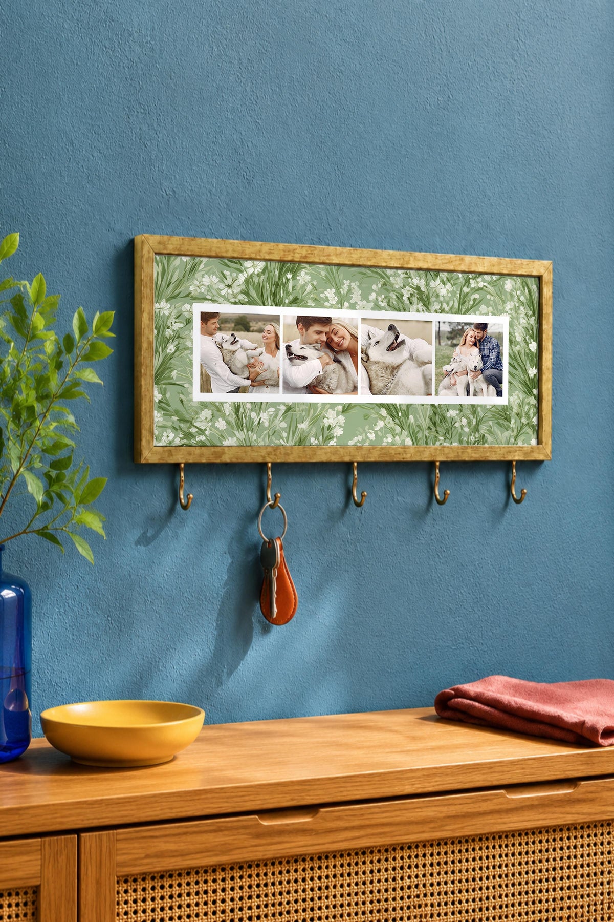 Kişiye Özel Tablo Anahtarlık, Photobooth Stili Gold Fotoğraf Çerçevesi, Vintage Duvar Dekoru
