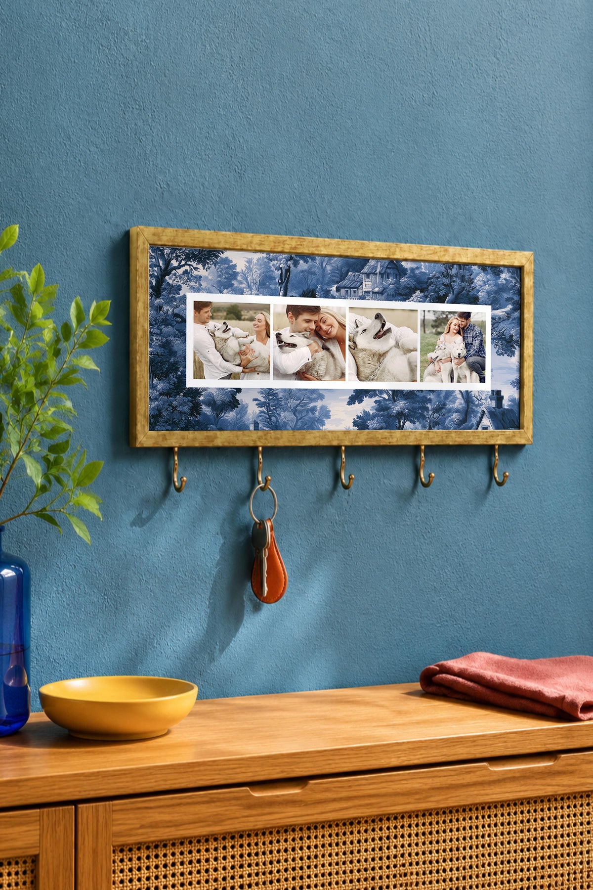 Kişiye Özel Tablo Anahtarlık, Photobooth Stili Gold Fotoğraf Çerçevesi, Vintage Duvar Dekoru