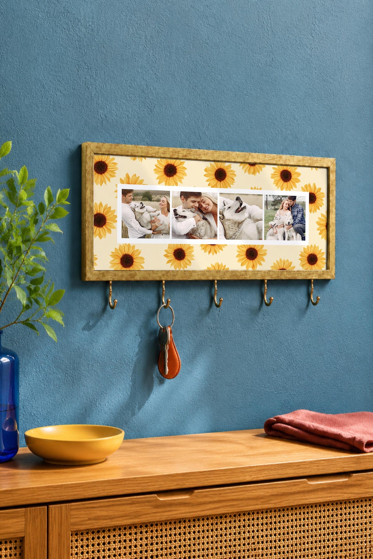 Kişiye Özel Tablo Anahtarlık, Photobooth Stili Gold Fotoğraf Çerçevesi, Vintage Duvar Dekoru