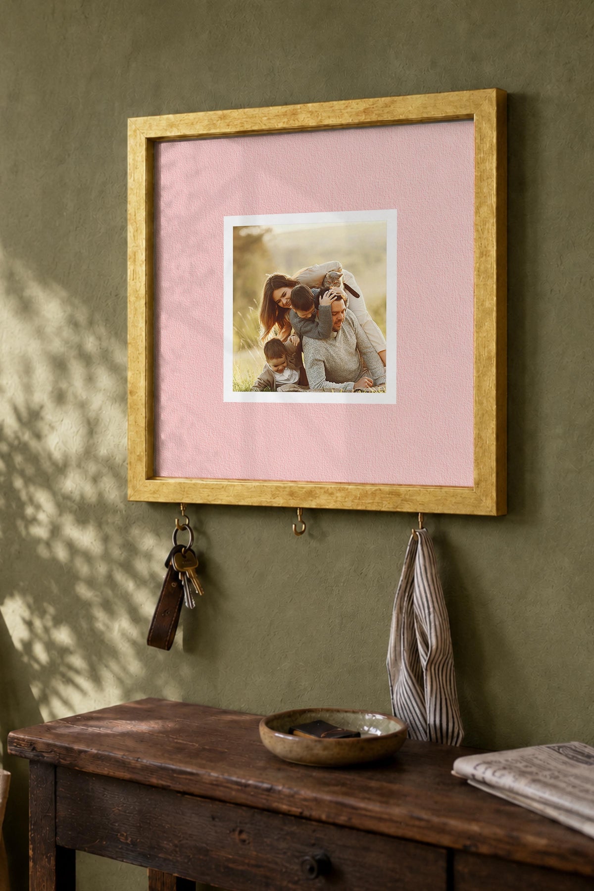 Kişiye Özel Tablo Anahtarlık, Photobooth Stili Gold Fotoğraf Çerçevesi, Vintage Duvar Dekoru