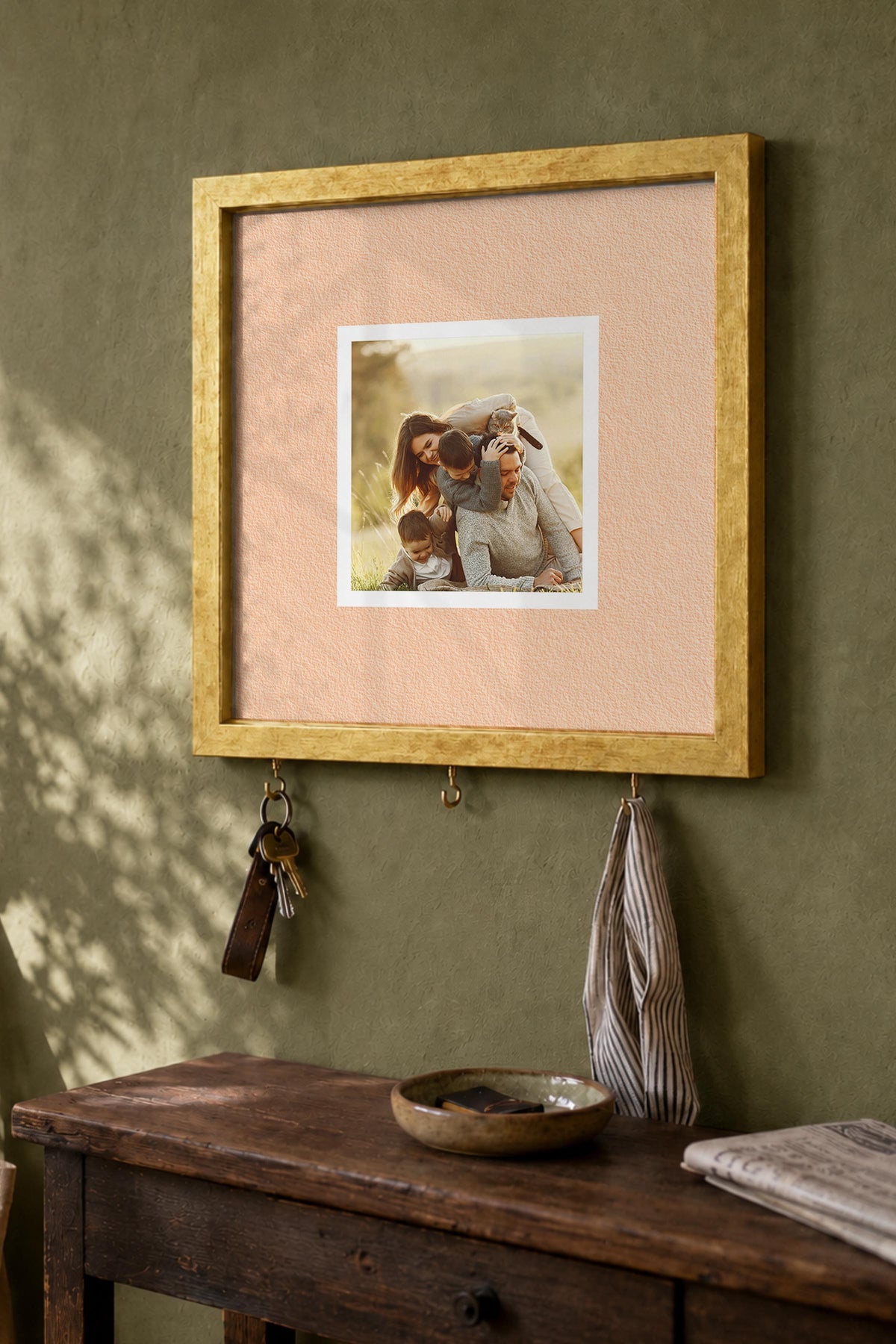 Kişiye Özel Tablo Anahtarlık, Photobooth Stili Gold Fotoğraf Çerçevesi, Vintage Duvar Dekoru