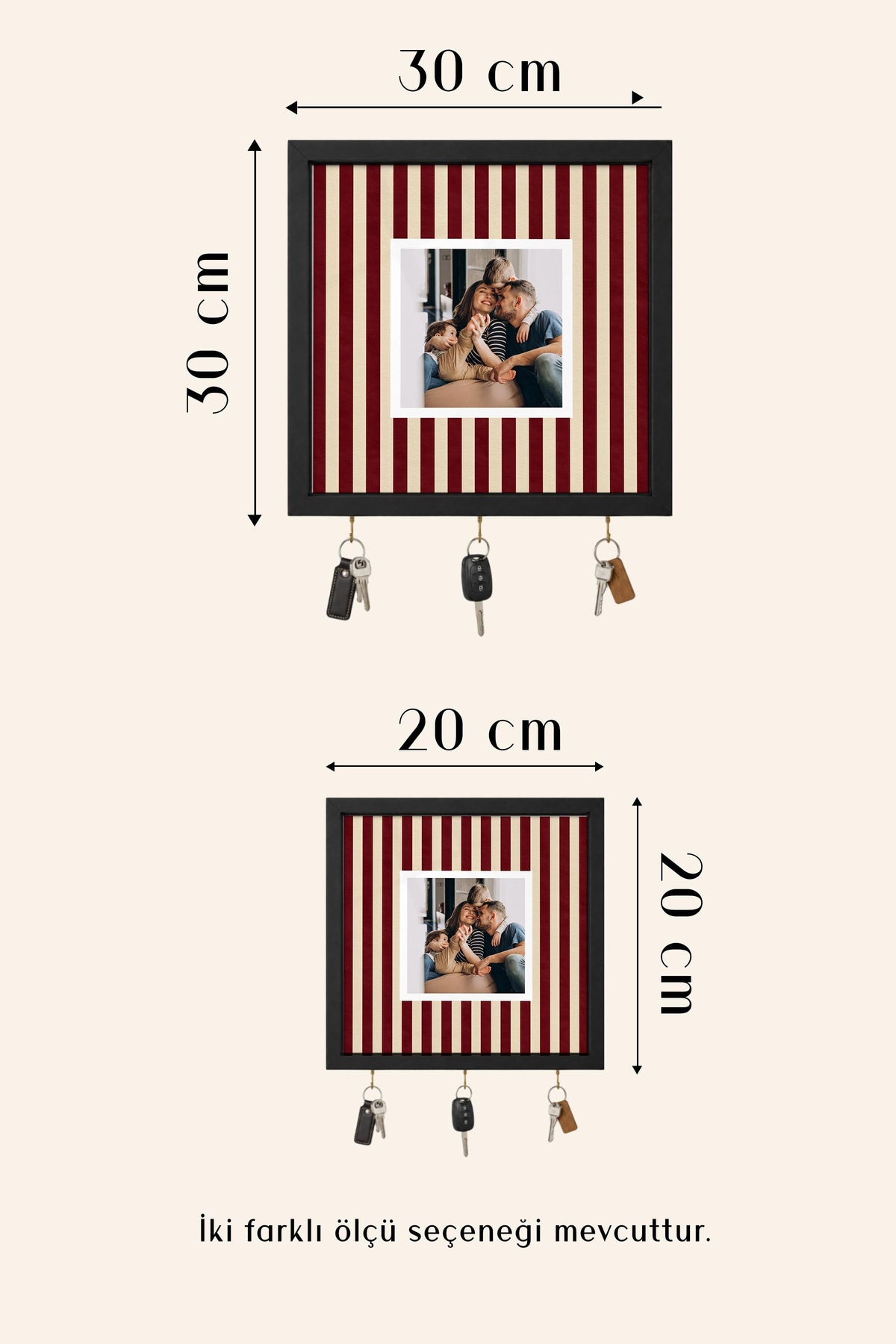 Kişiye Özel Tablo Anahtarlık, Photobooth Stili Gold Fotoğraf Çerçevesi, Vintage Duvar Dekoru