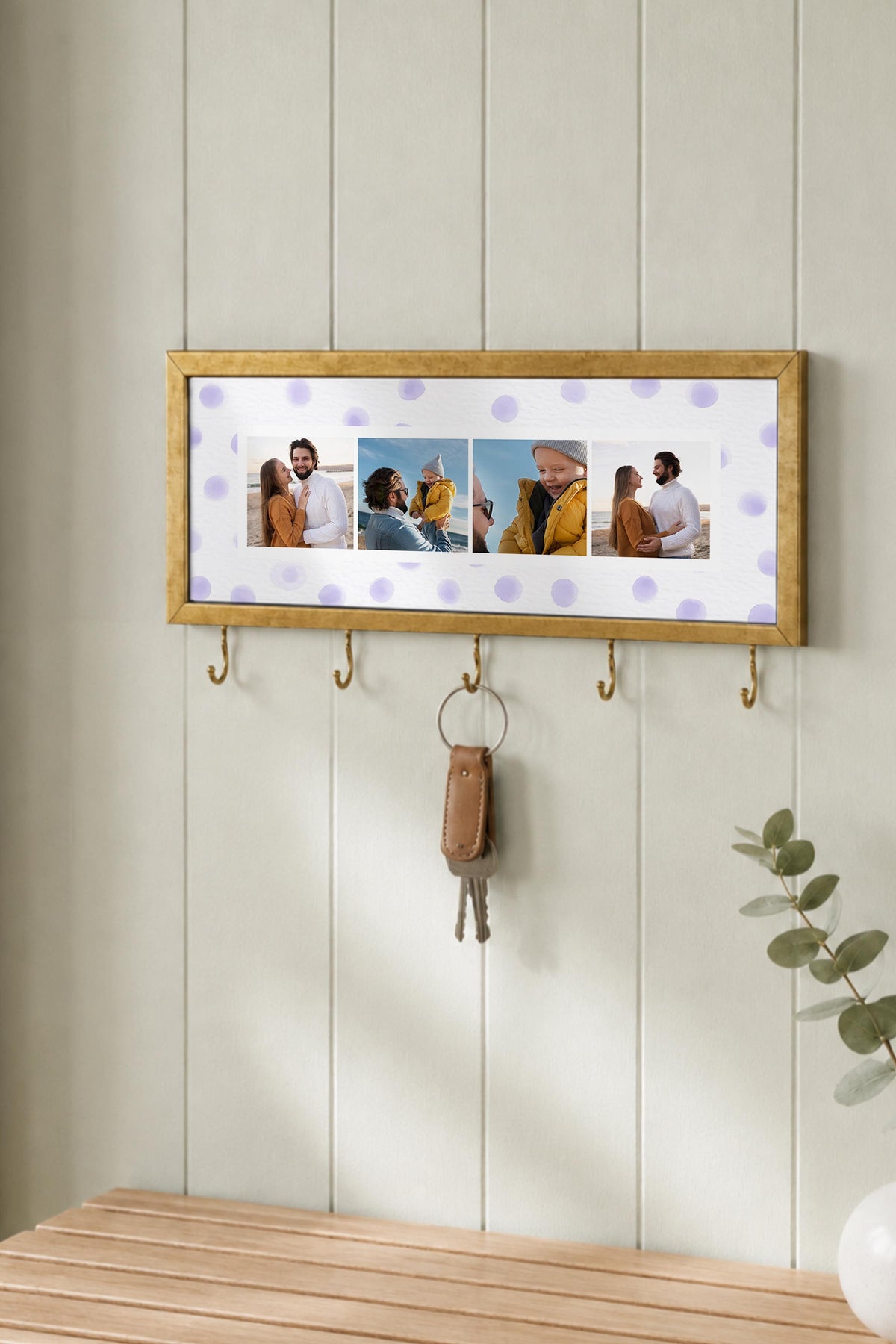 Kişiye Özel Tablo Anahtarlık, Photobooth Stili Gold Fotoğraf Çerçevesi, Vintage Duvar Dekoru