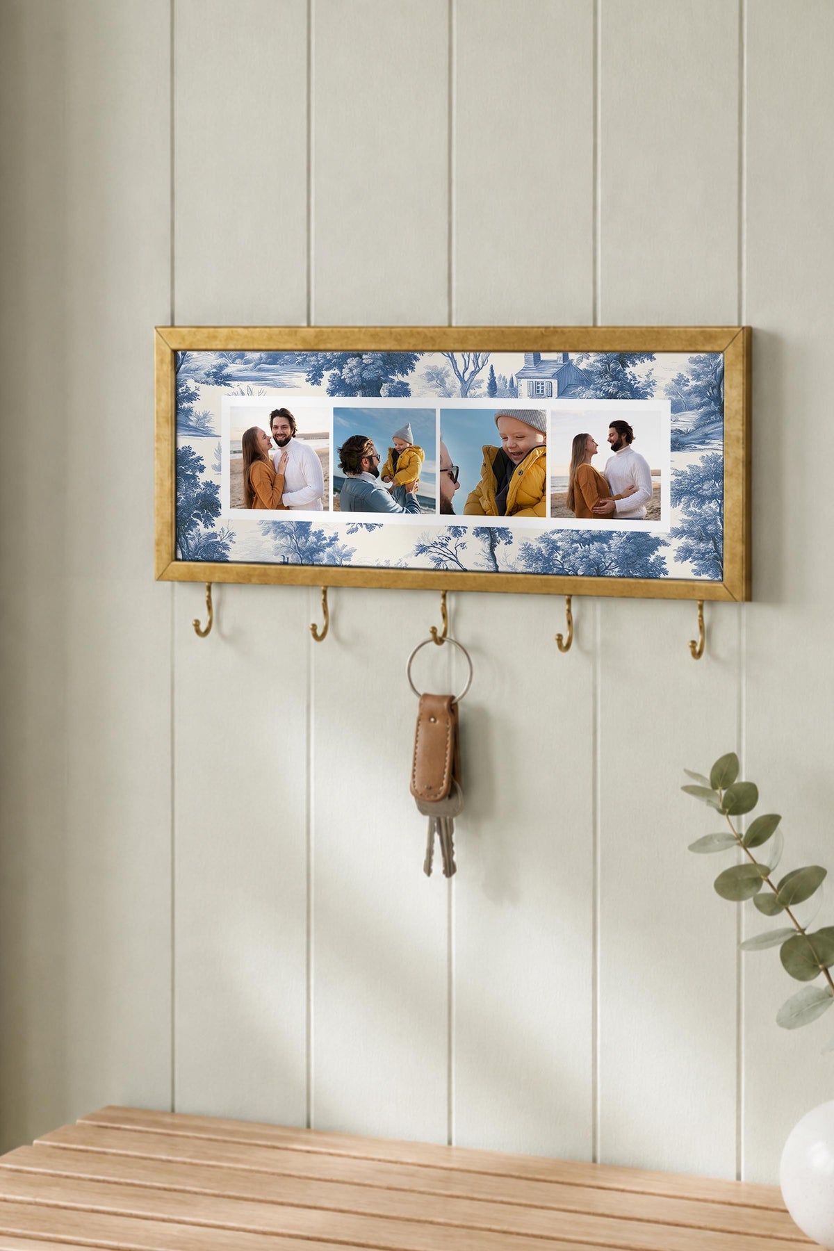 Kişiye Özel Tablo Anahtarlık, Photobooth Stili Gold Fotoğraf Çerçevesi, Vintage Duvar Dekoru