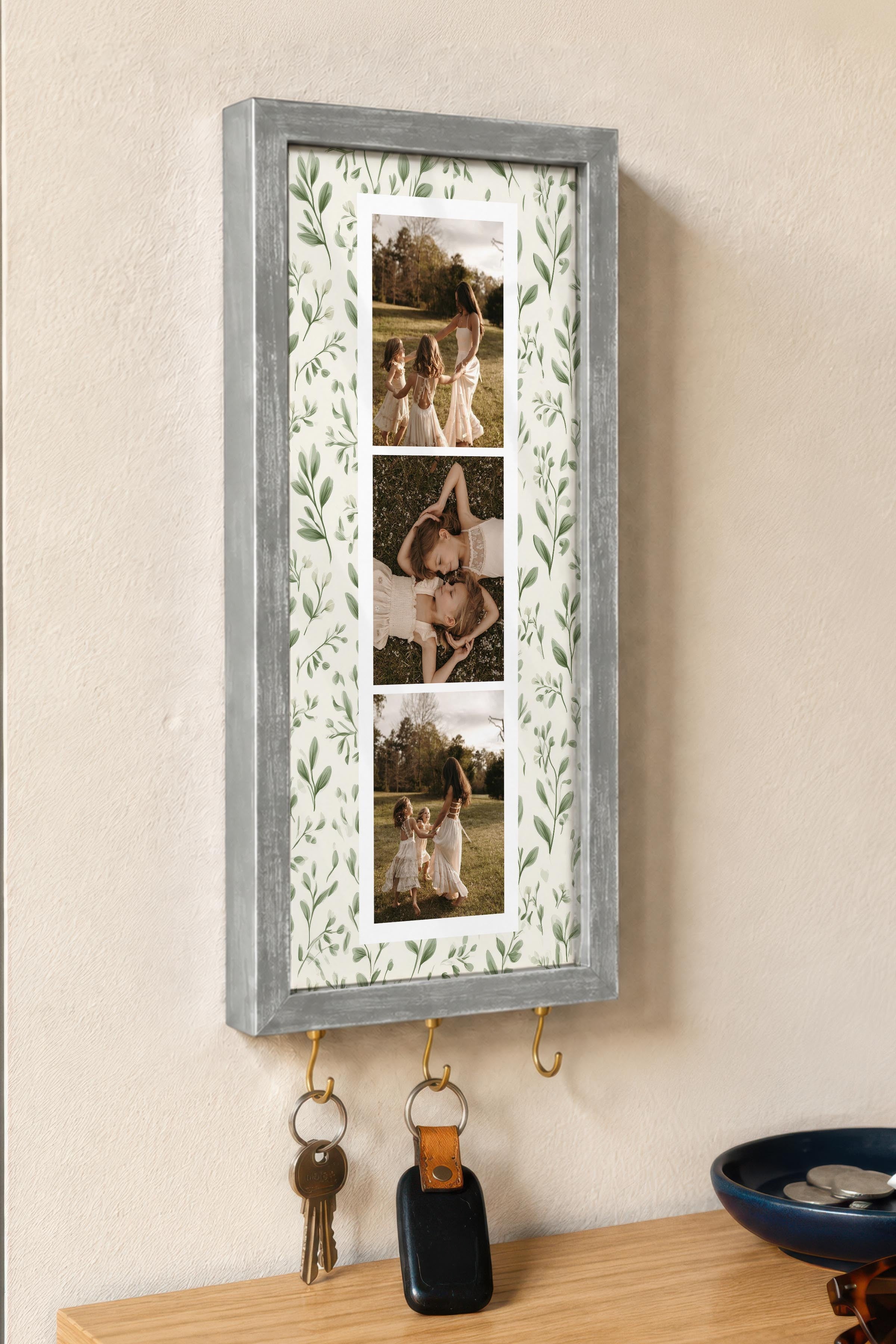 Kişiye Özel Tablo Anahtarlık, Photobooth Stili Gümüş Fotoğraf Çerçevesi, Vintage Duvar Dekoru