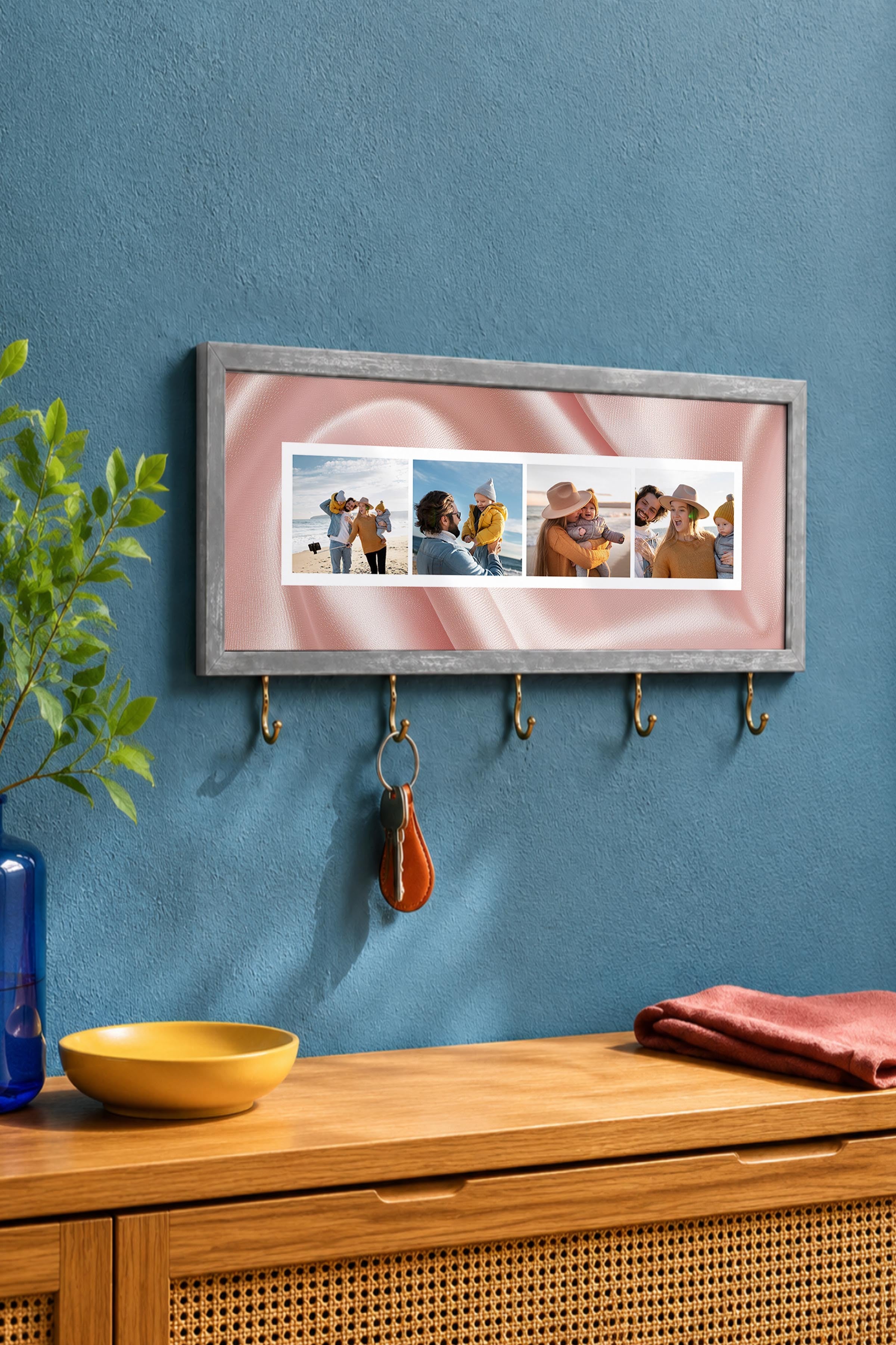Kişiye Özel Tablo Anahtarlık, Photobooth Stili Gümüş Fotoğraf Çerçevesi, Vintage Duvar Dekoru
