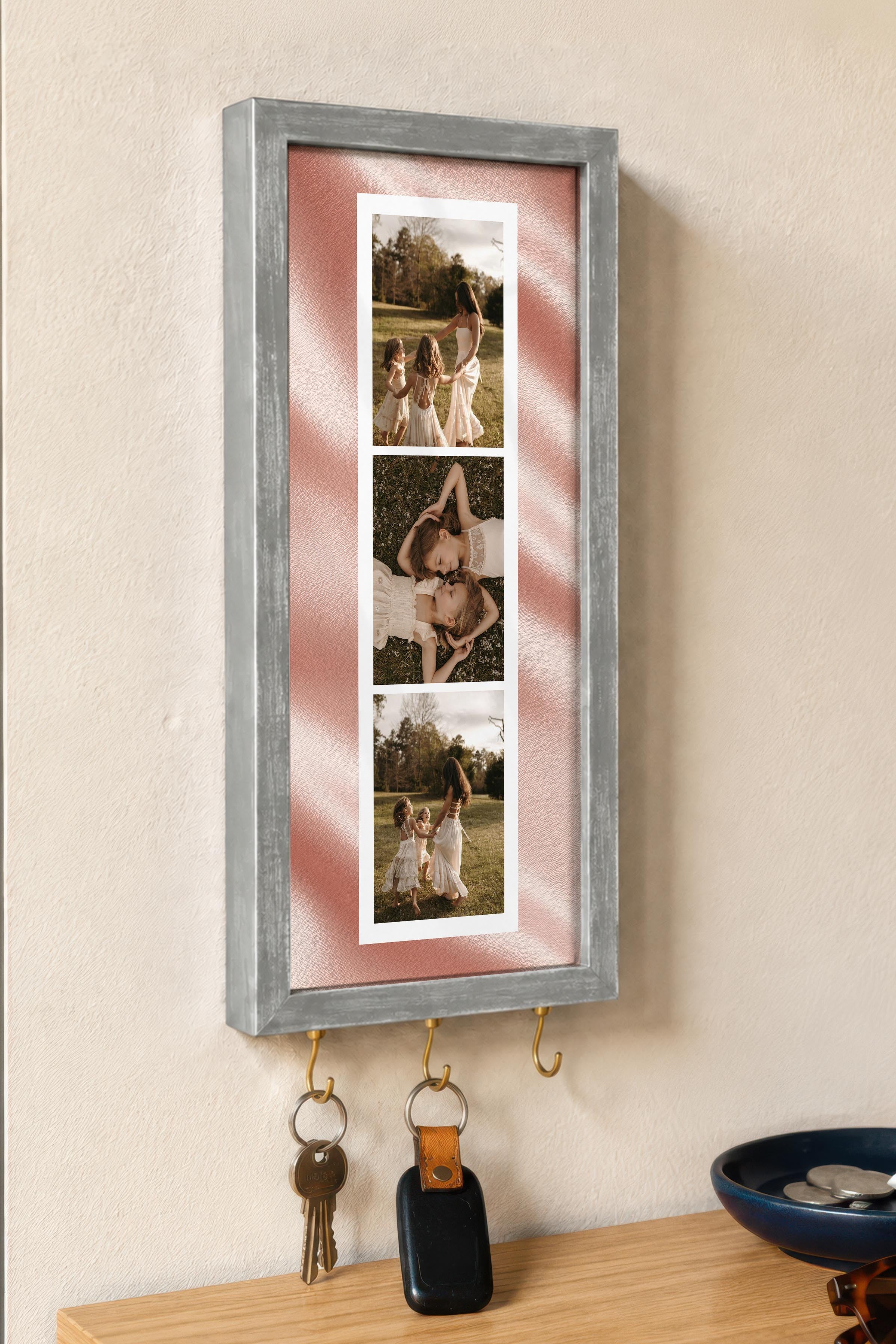 Kişiye Özel Tablo Anahtarlık, Photobooth Stili Gümüş Fotoğraf Çerçevesi, Vintage Duvar Dekoru