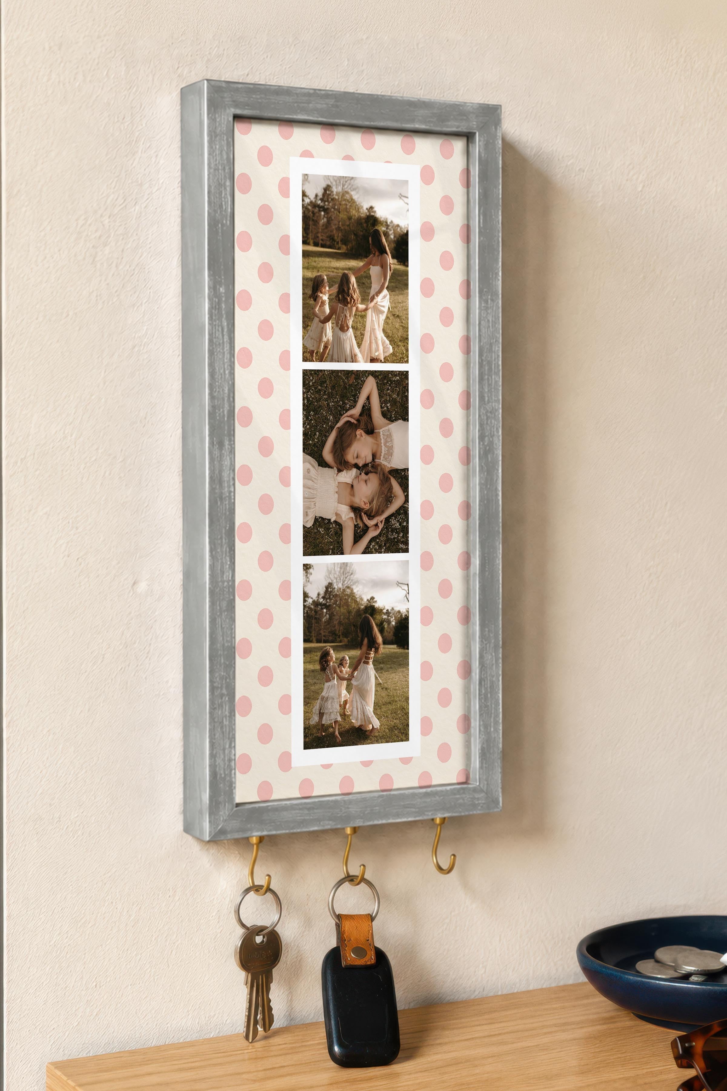 Kişiye Özel Tablo Anahtarlık, Photobooth Stili Gümüş Fotoğraf Çerçevesi, Vintage Duvar Dekoru