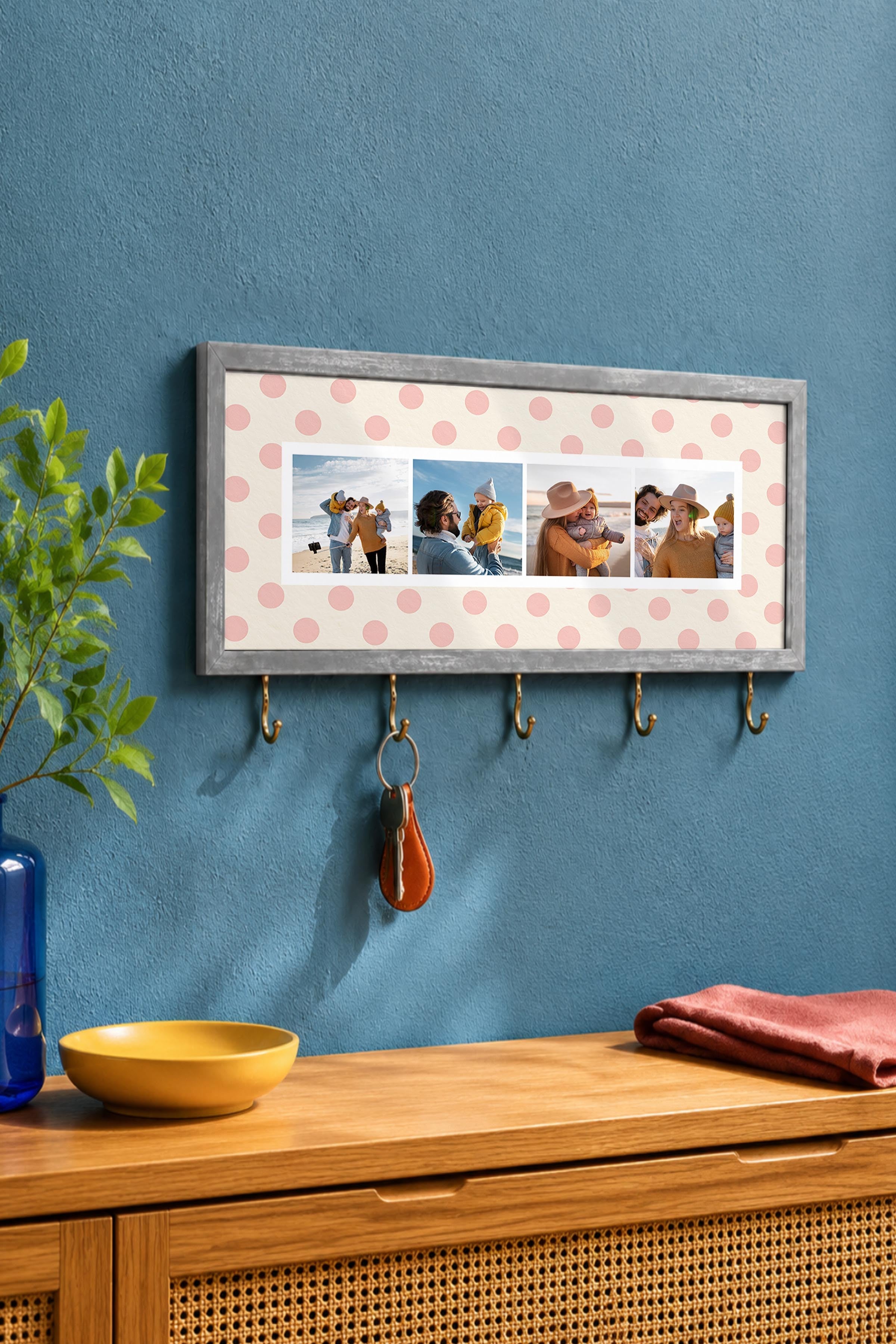 Kişiye Özel Tablo Anahtarlık, Photobooth Stili Gümüş Fotoğraf Çerçevesi, Vintage Duvar Dekoru
