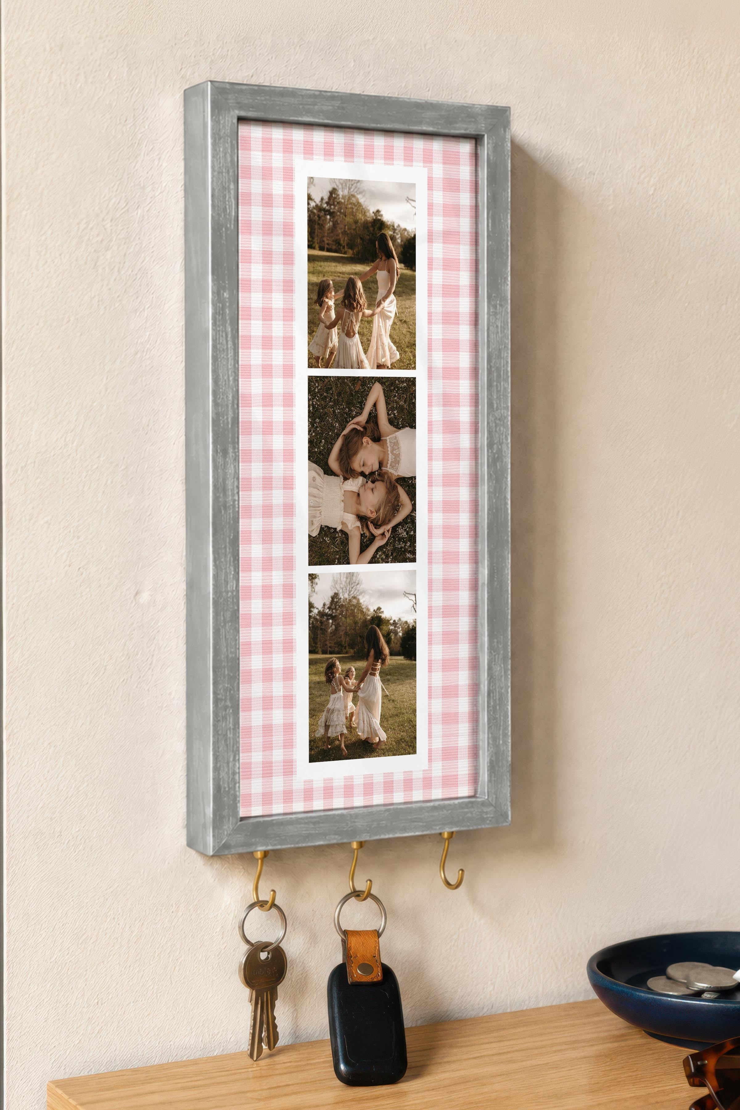 Kişiye Özel Tablo Anahtarlık, Photobooth Stili Gümüş Fotoğraf Çerçevesi, Vintage Duvar Dekoru