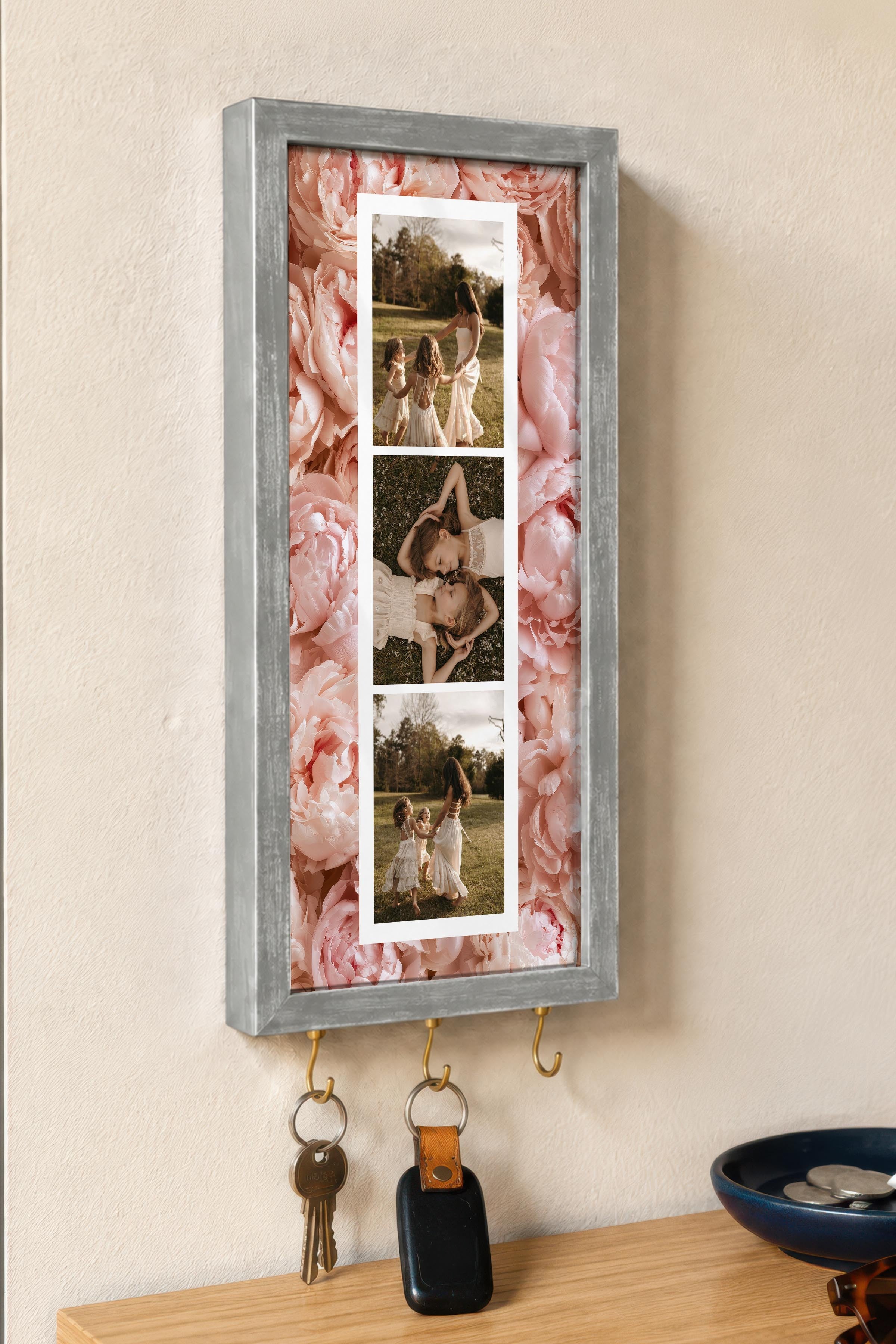 Kişiye Özel Tablo Anahtarlık, Photobooth Stili Gümüş Fotoğraf Çerçevesi, Vintage Duvar Dekoru