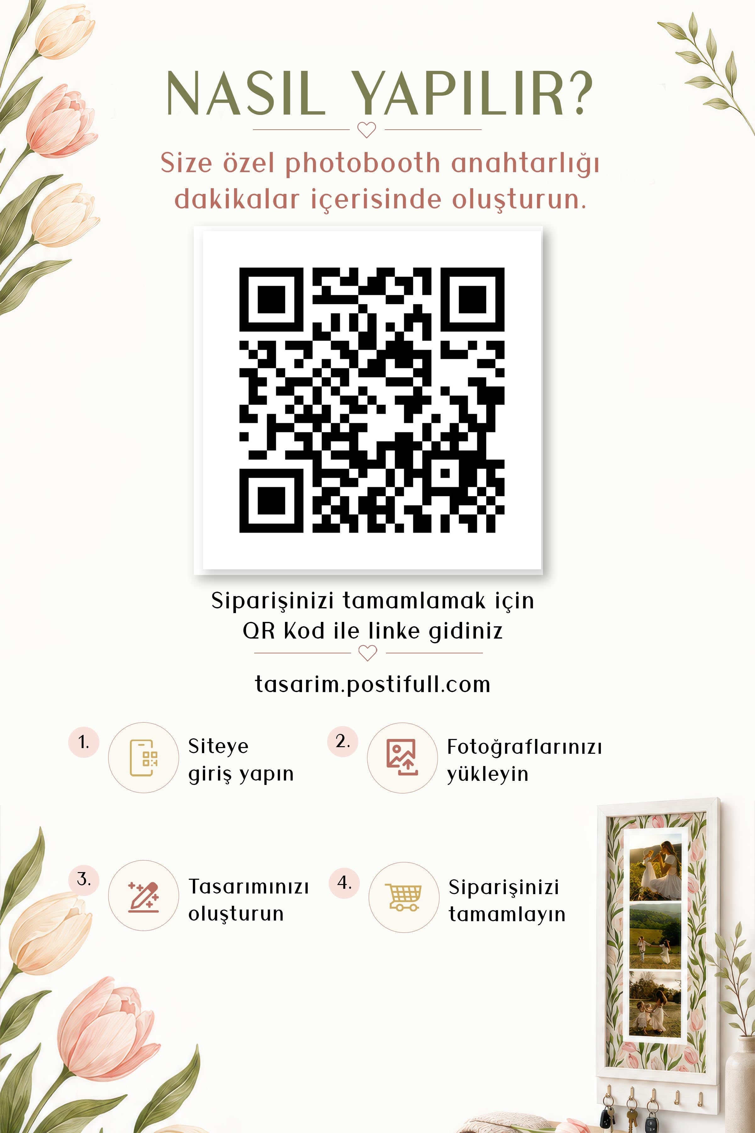 Kişiye Özel Tablo Anahtarlık, Photobooth Stili Gümüş Fotoğraf Çerçevesi, Vintage Duvar Dekoru