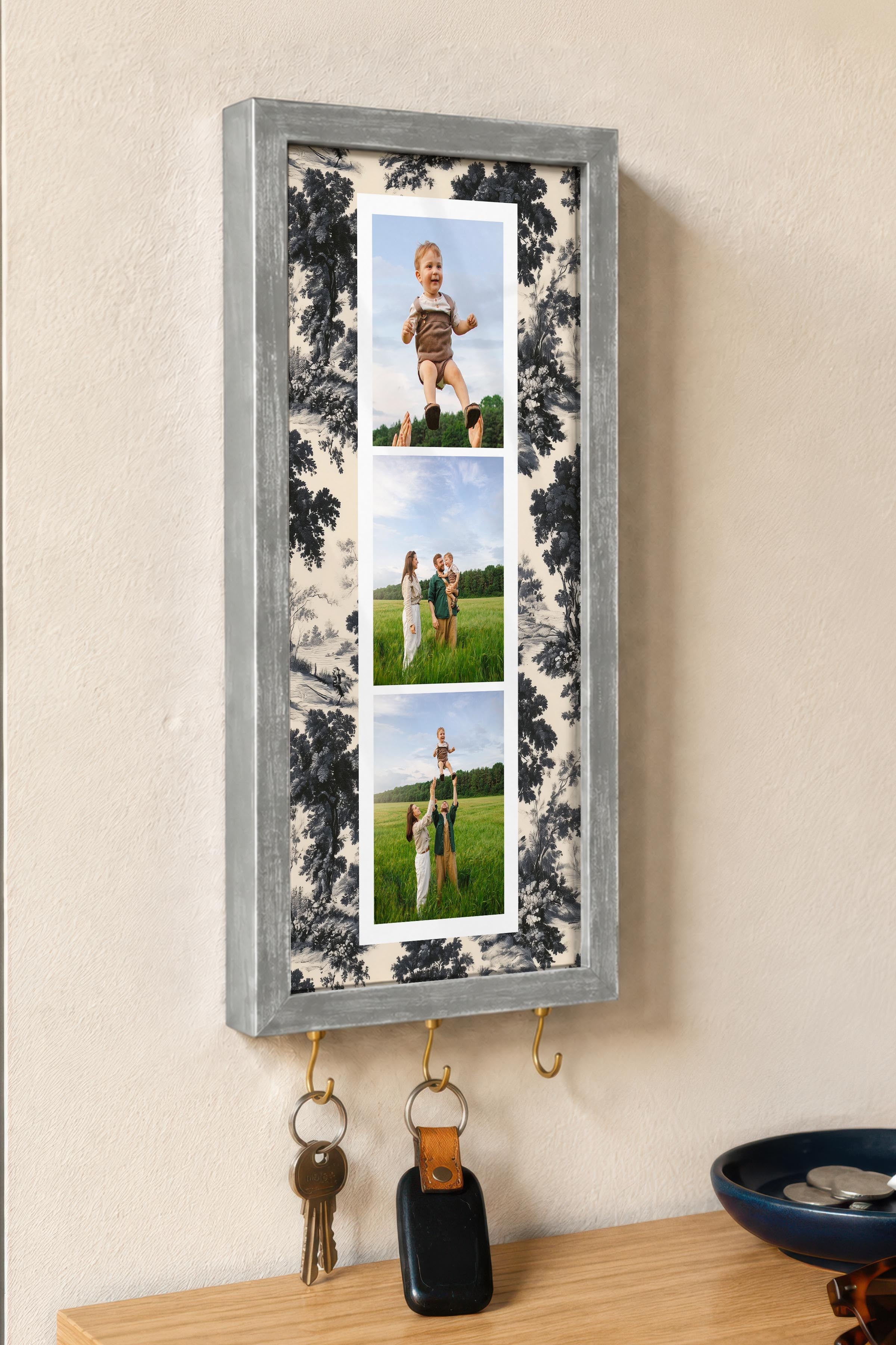 Kişiye Özel Tablo Anahtarlık, Photobooth Stili Gümüş Fotoğraf Çerçevesi, Vintage Duvar Dekoru