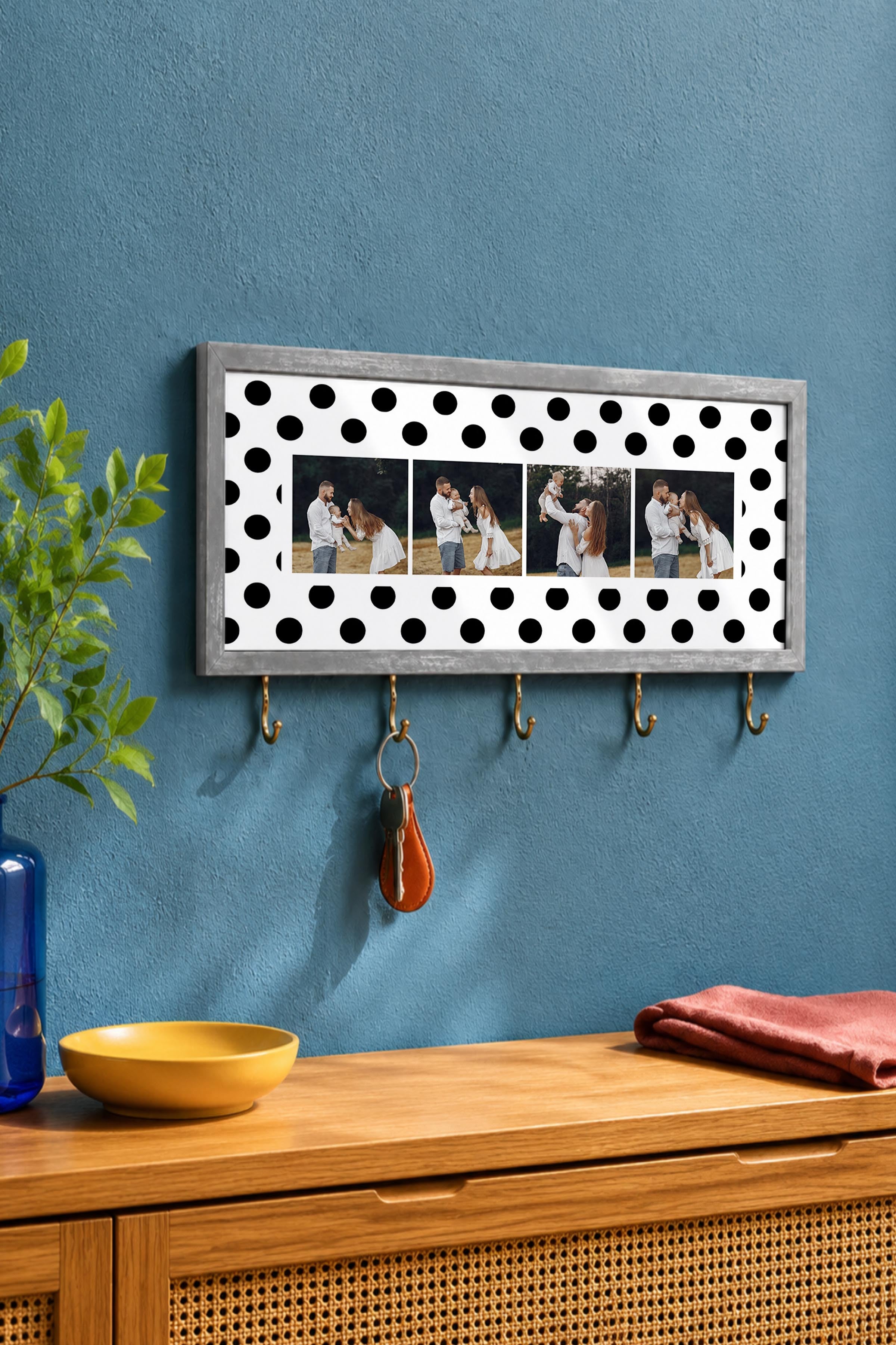 Kişiye Özel Tablo Anahtarlık, Photobooth Stili Gümüş Fotoğraf Çerçevesi, Vintage Duvar Dekoru