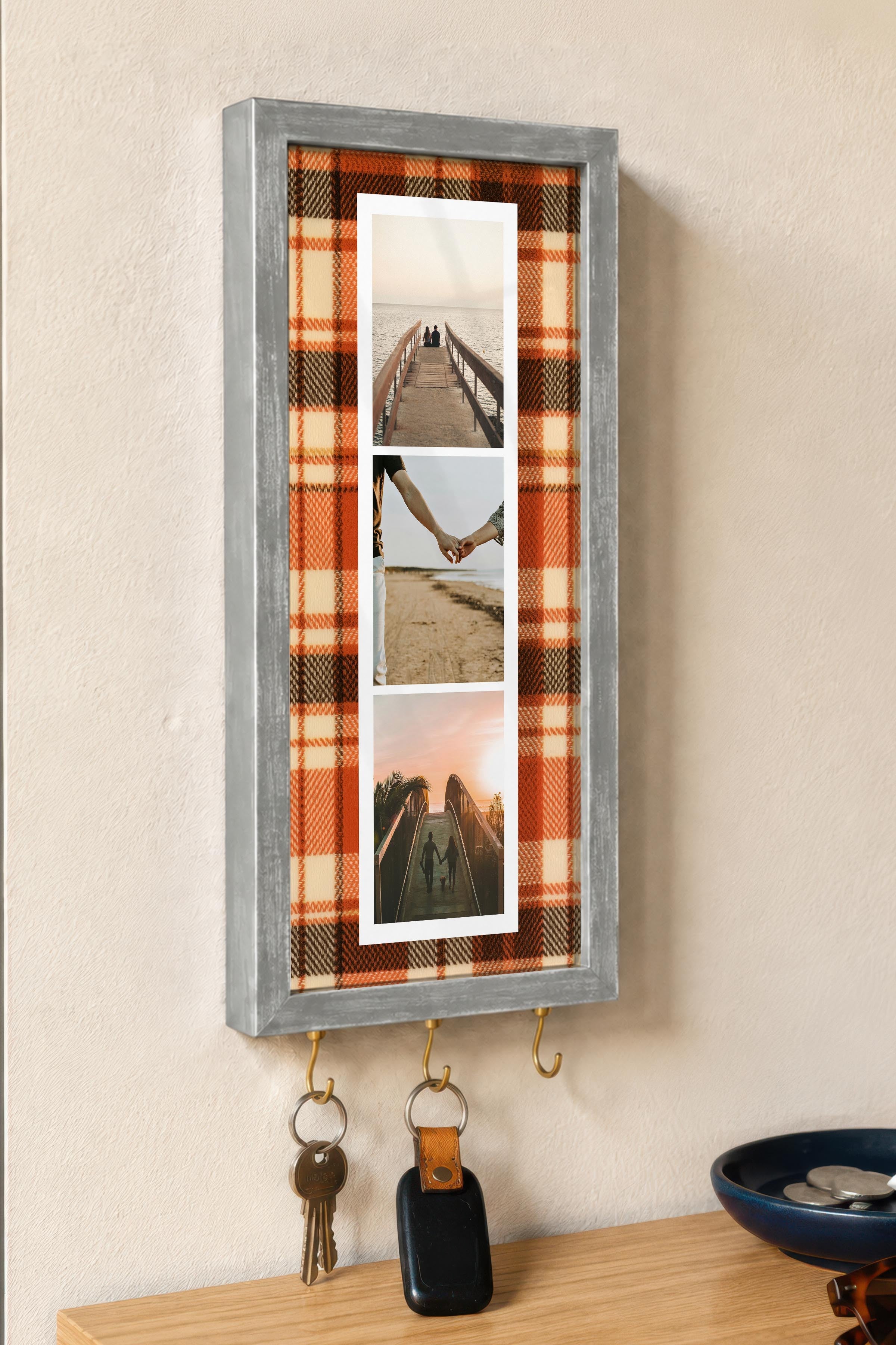 Kişiye Özel Tablo Anahtarlık, Photobooth Stili Gümüş Fotoğraf Çerçevesi, Vintage Duvar Dekoru