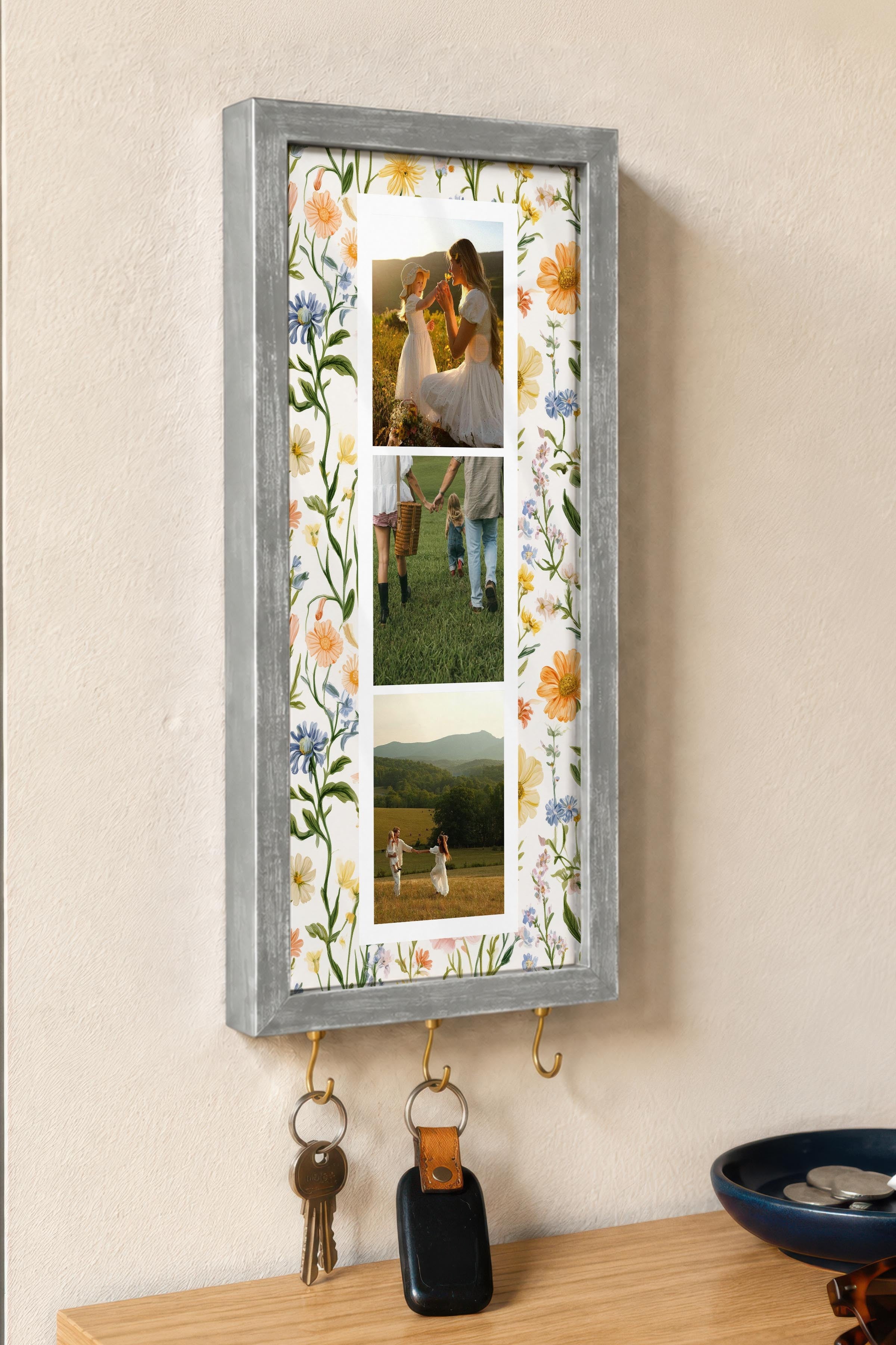 Kişiye Özel Tablo Anahtarlık, Photobooth Stili Gümüş Fotoğraf Çerçevesi, Vintage Duvar Dekoru