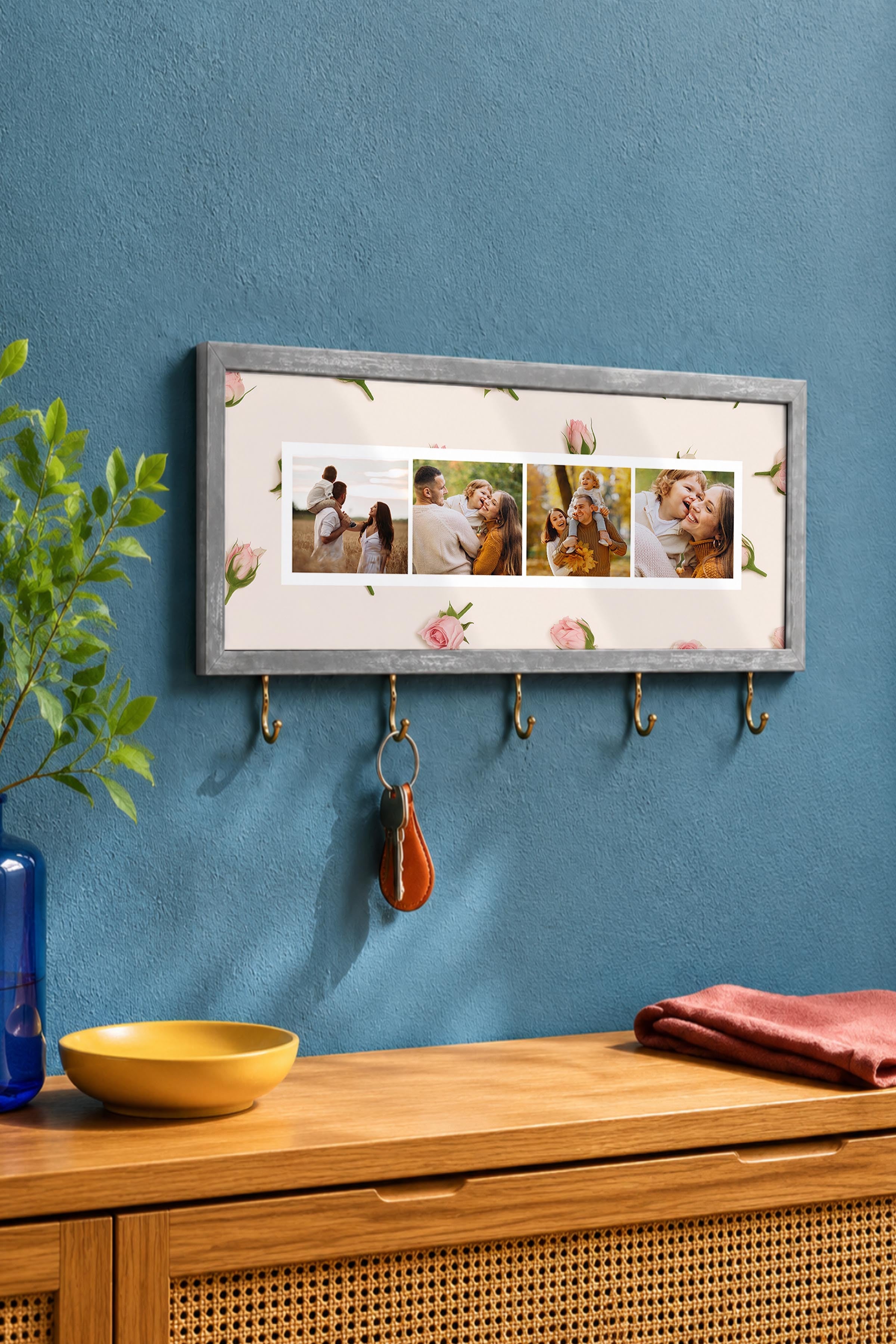 Kişiye Özel Tablo Anahtarlık, Photobooth Stili Gümüş Fotoğraf Çerçevesi, Vintage Duvar Dekoru