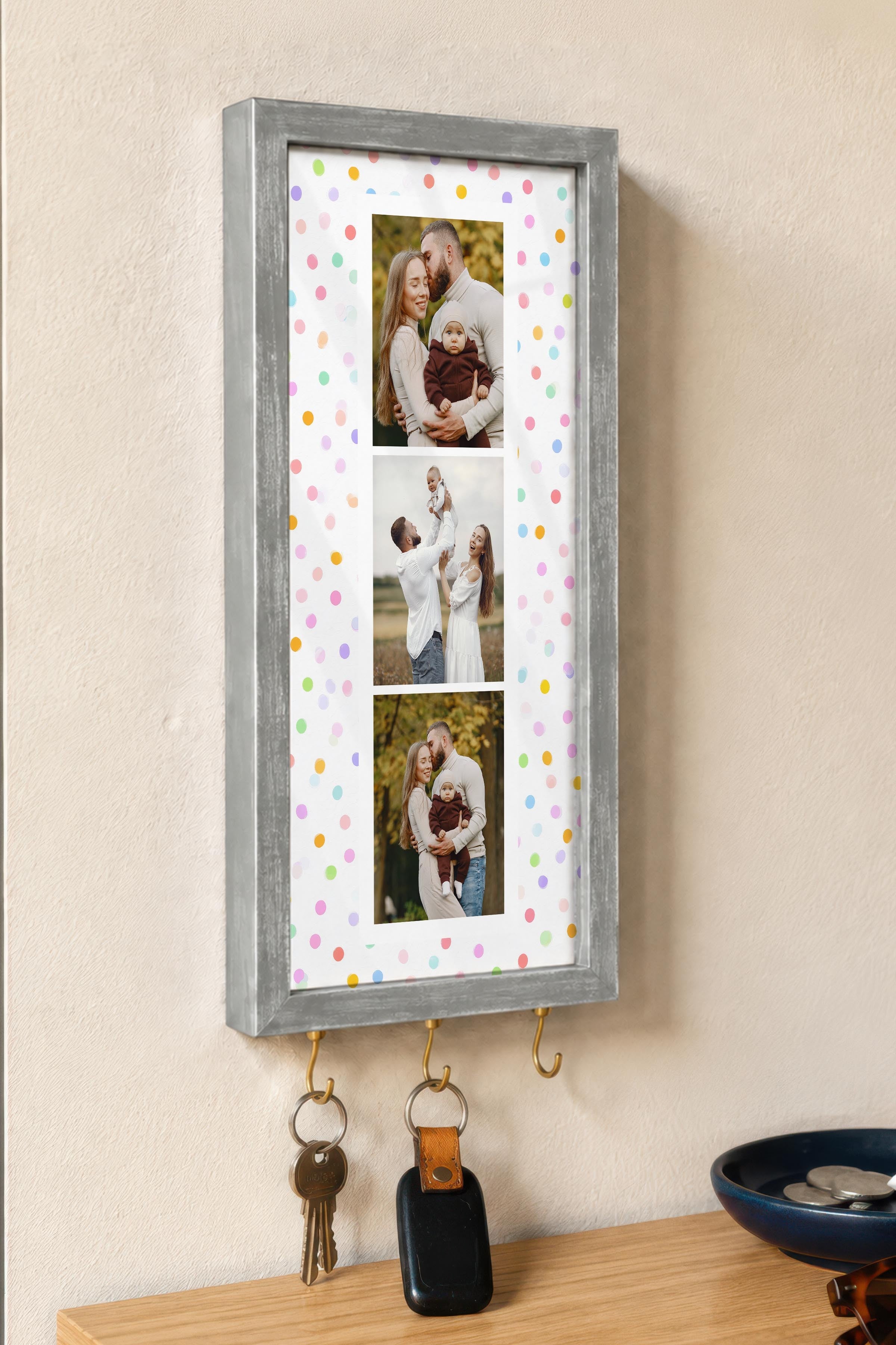 Kişiye Özel Tablo Anahtarlık, Photobooth Stili Gümüş Fotoğraf Çerçevesi, Vintage Duvar Dekoru