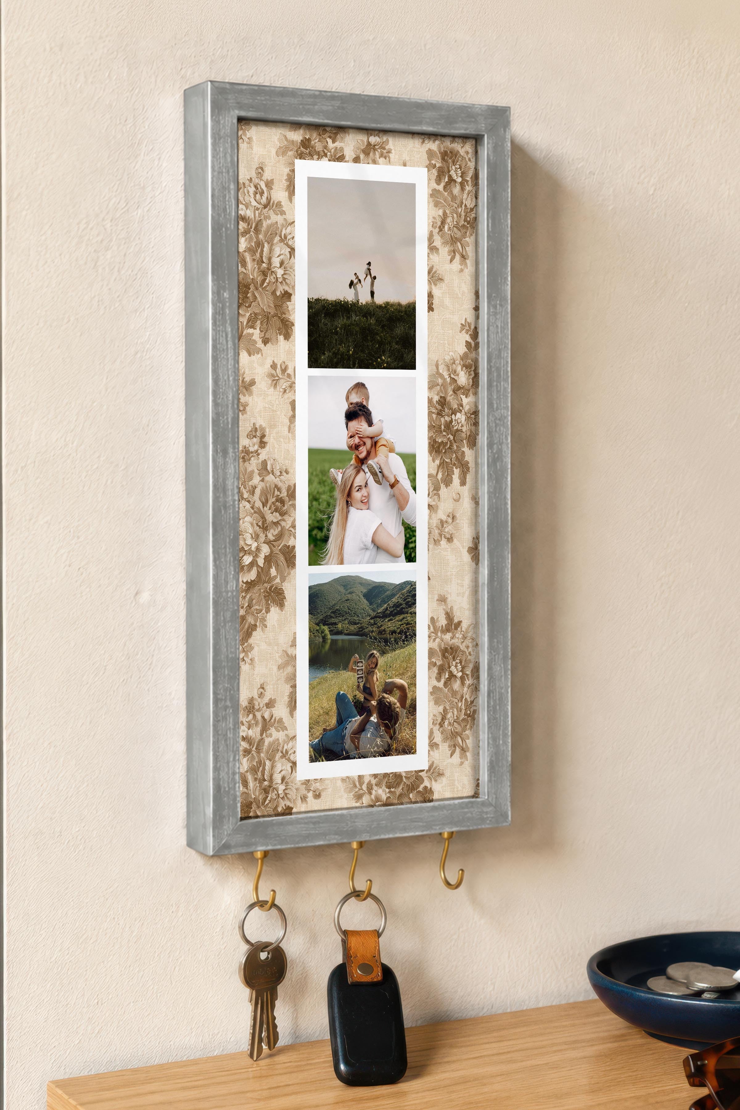 Kişiye Özel Tablo Anahtarlık, Photobooth Stili Gümüş Fotoğraf Çerçevesi, Vintage Duvar Dekoru