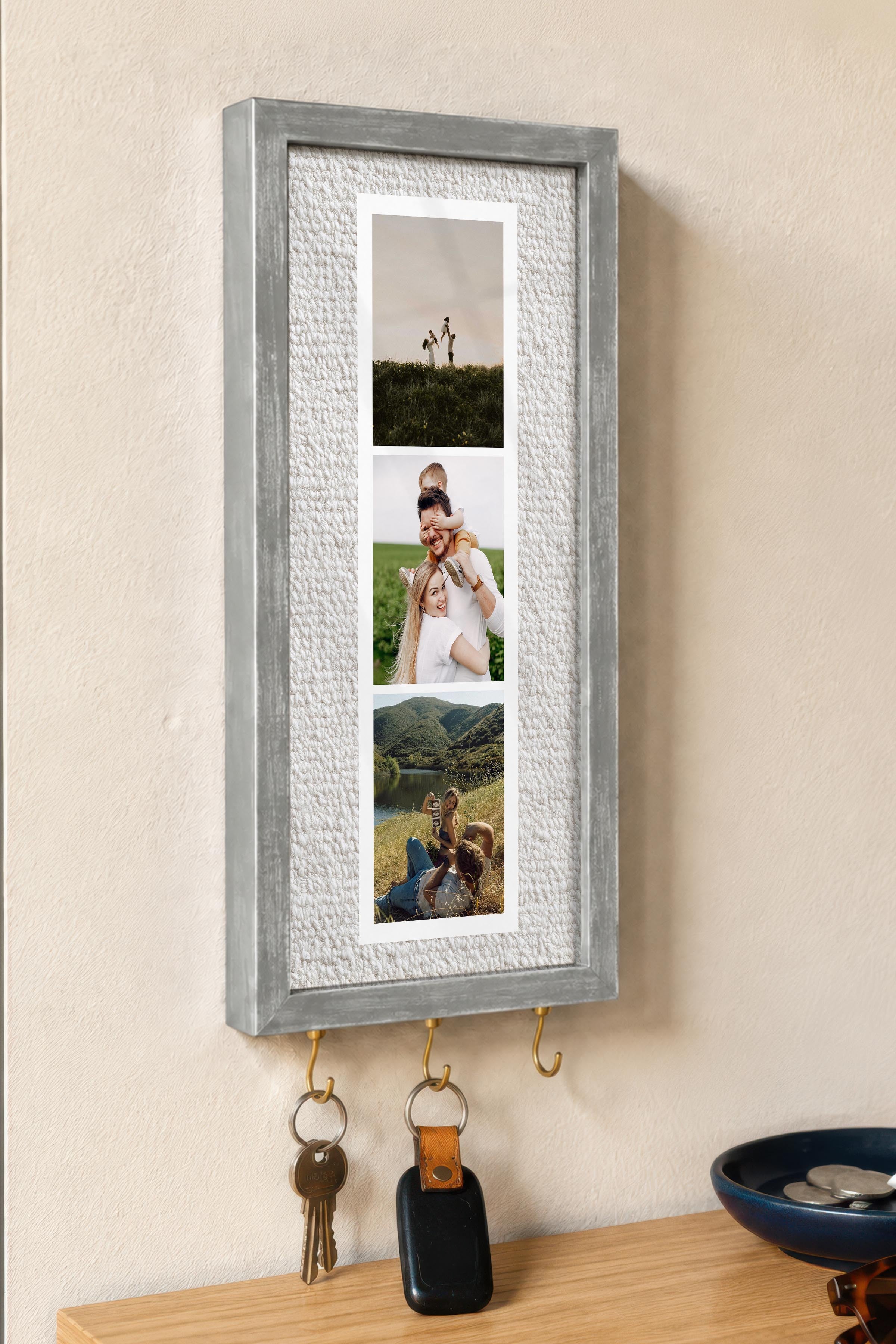 Kişiye Özel Tablo Anahtarlık, Photobooth Stili Gümüş Fotoğraf Çerçevesi, Vintage Duvar Dekoru
