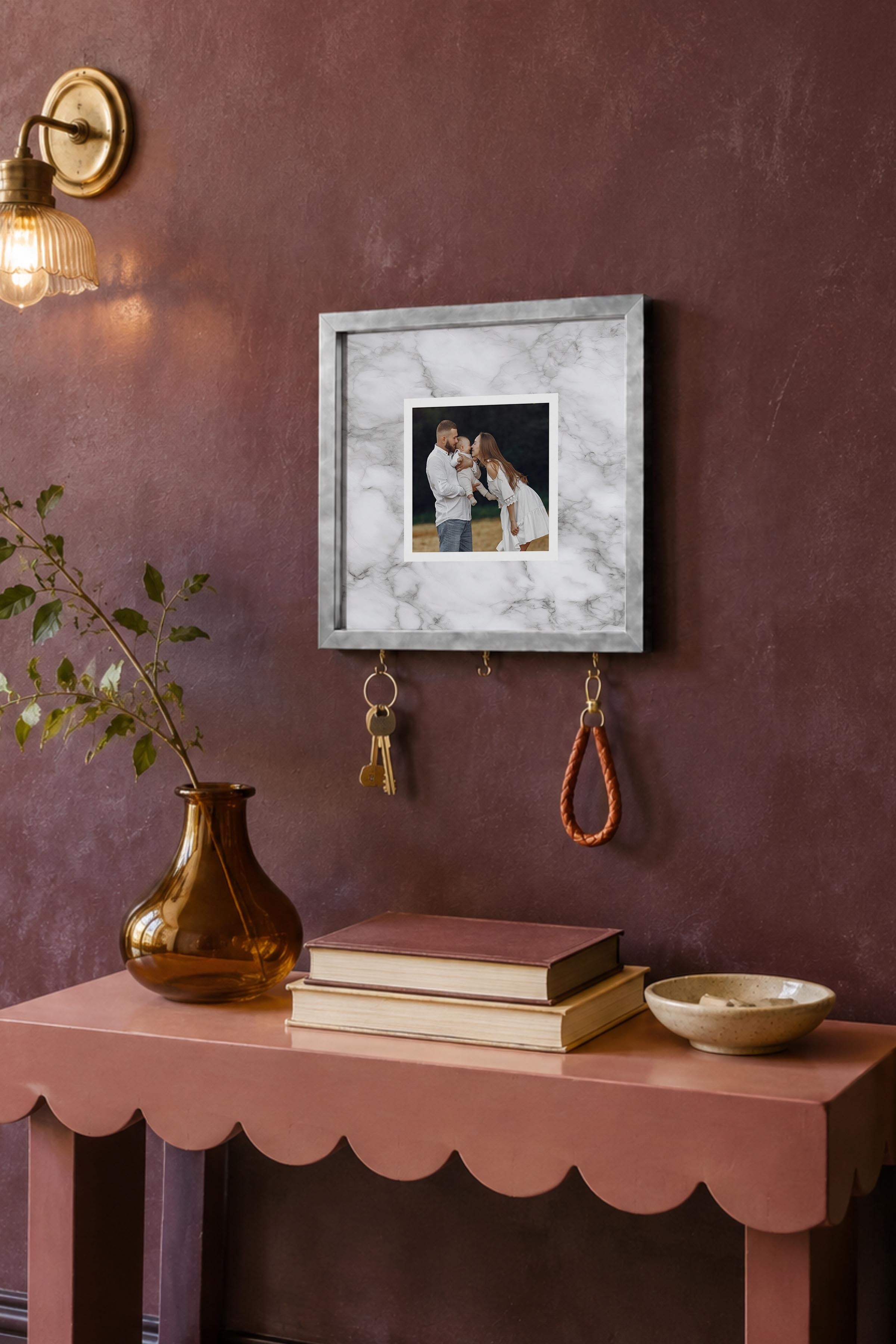 Kişiye Özel Tablo Anahtarlık, Photobooth Stili Gümüş Fotoğraf Çerçevesi, Vintage Duvar Dekoru
