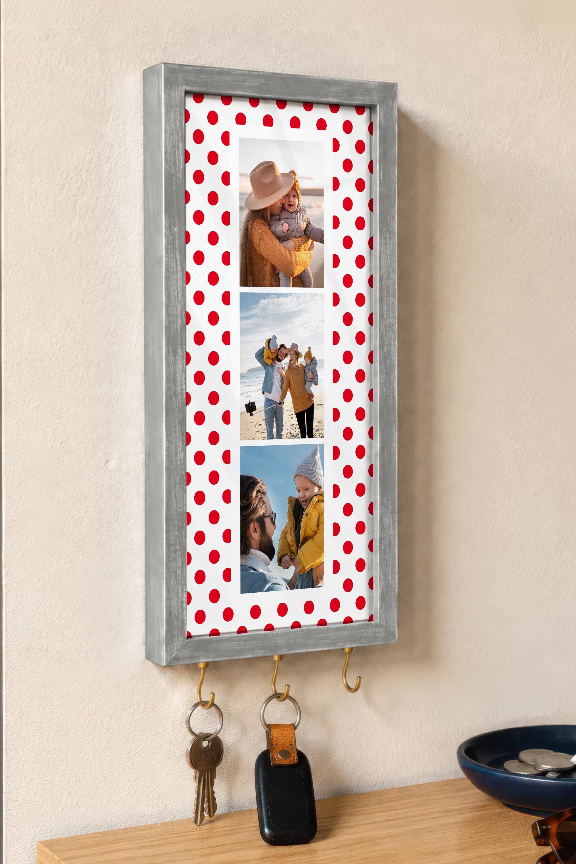 Kişiye Özel Tablo Anahtarlık, Photobooth Stili Gümüş Fotoğraf Çerçevesi, Vintage Duvar Dekoru