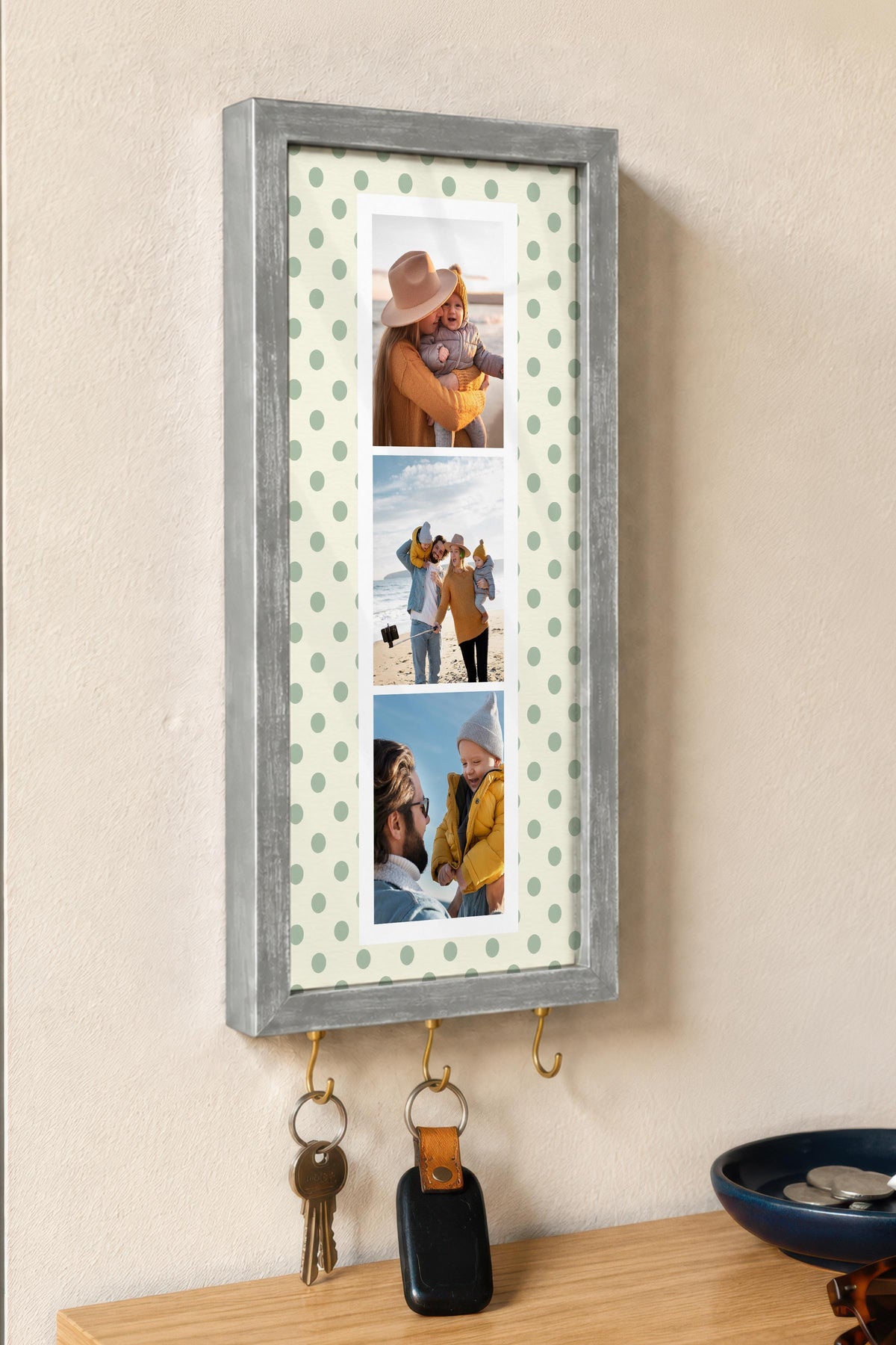 Kişiye Özel Tablo Anahtarlık, Photobooth Stili Gümüş Fotoğraf Çerçevesi, Vintage Duvar Dekoru