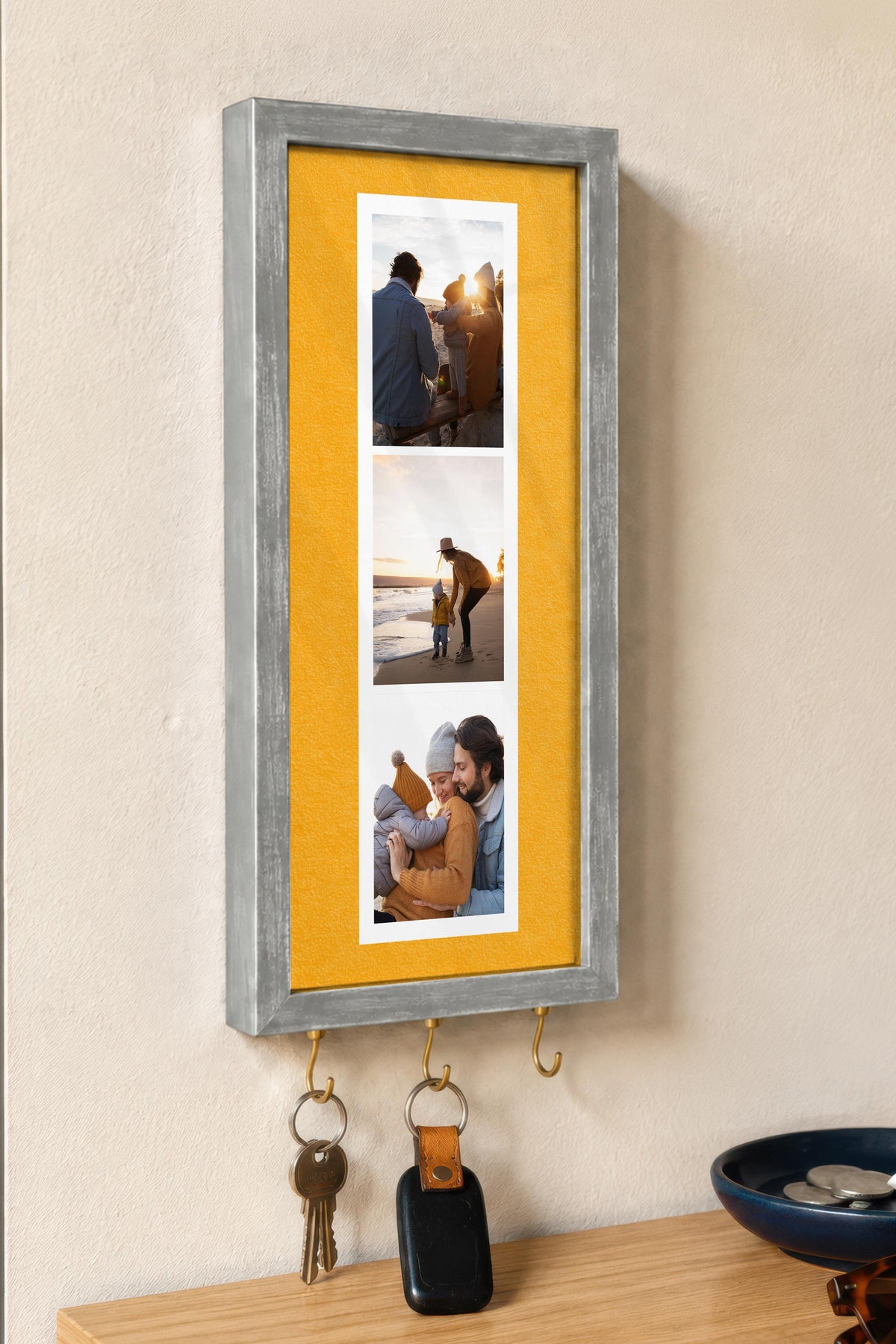 Kişiye Özel Tablo Anahtarlık, Photobooth Stili Gümüş Fotoğraf Çerçevesi, Vintage Duvar Dekoru