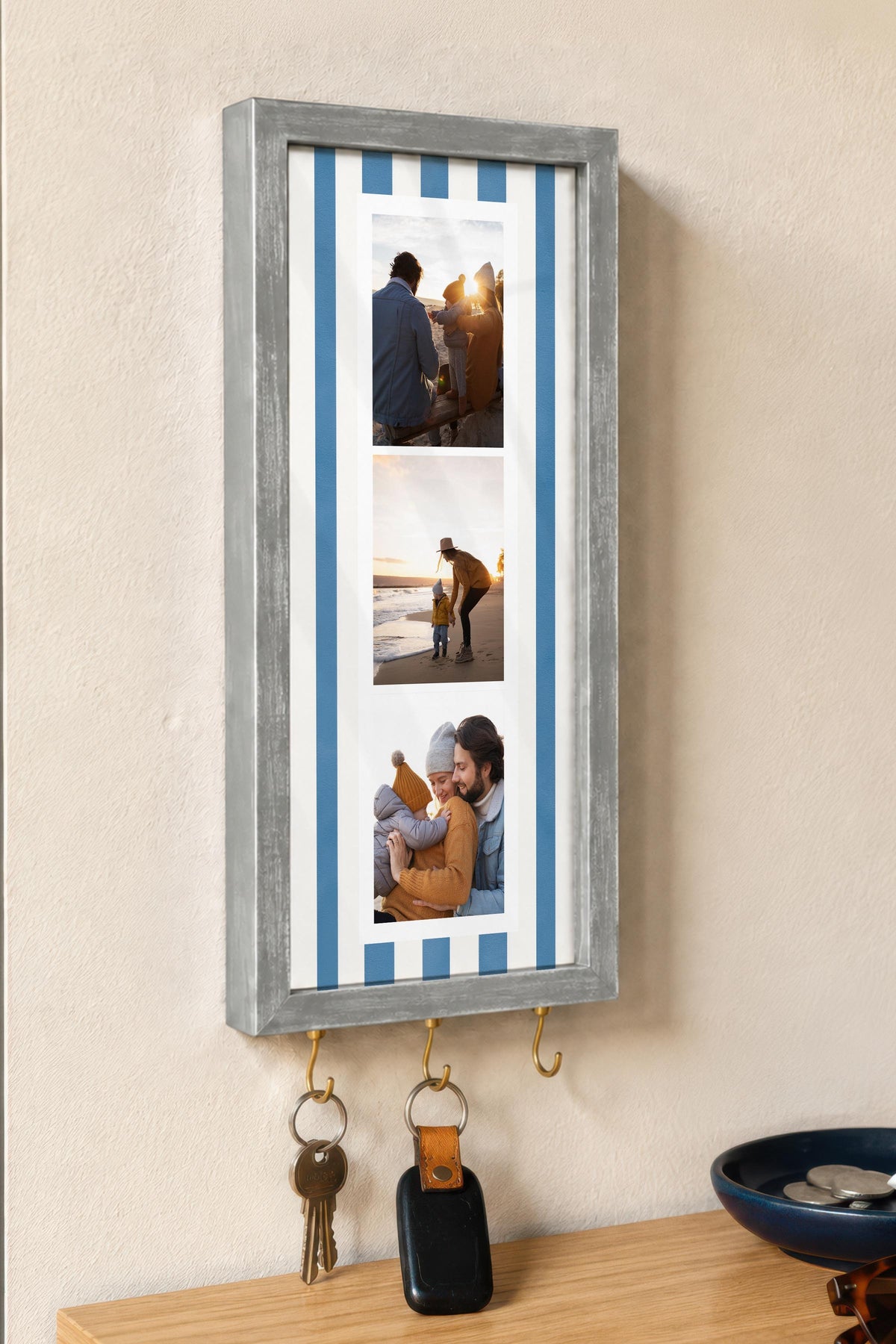 Kişiye Özel Tablo Anahtarlık, Photobooth Stili Gümüş Fotoğraf Çerçevesi, Vintage Duvar Dekoru