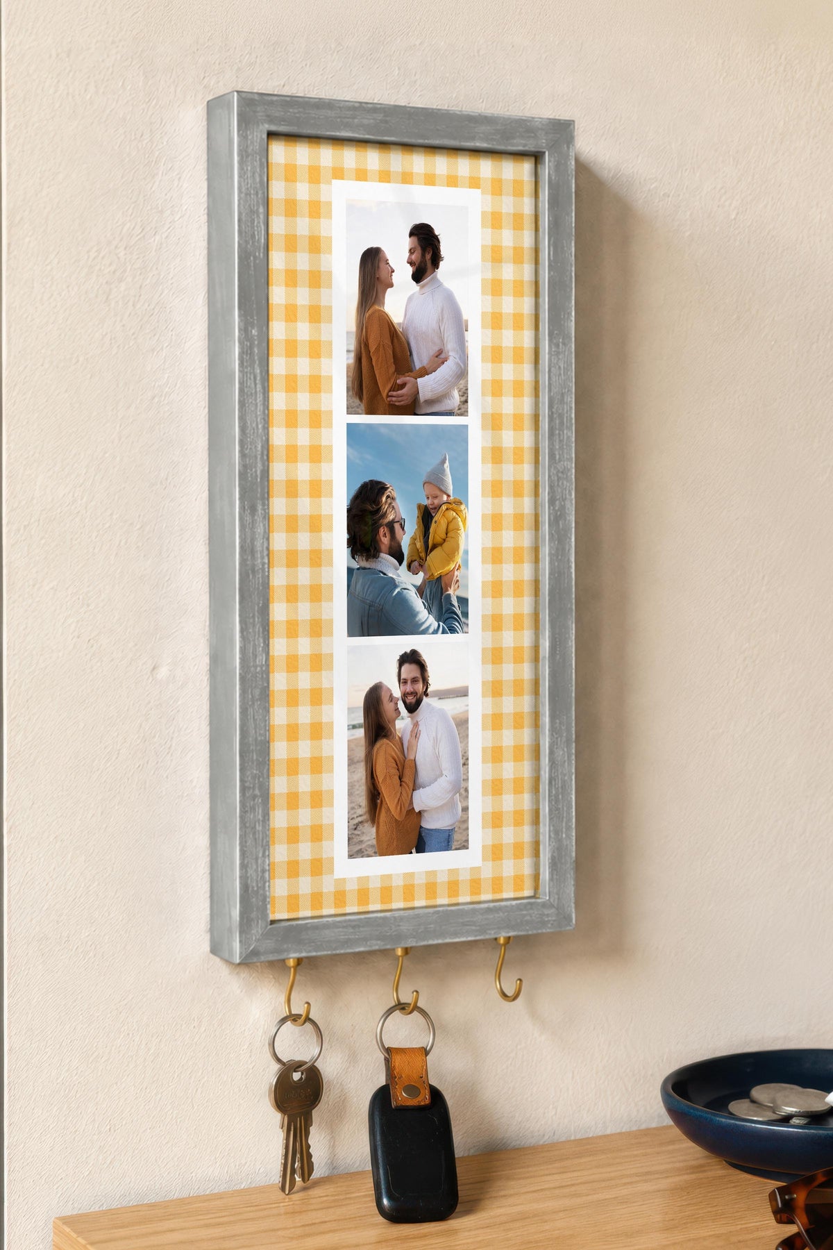 Kişiye Özel Tablo Anahtarlık, Photobooth Stili Gümüş Fotoğraf Çerçevesi, Vintage Duvar Dekoru