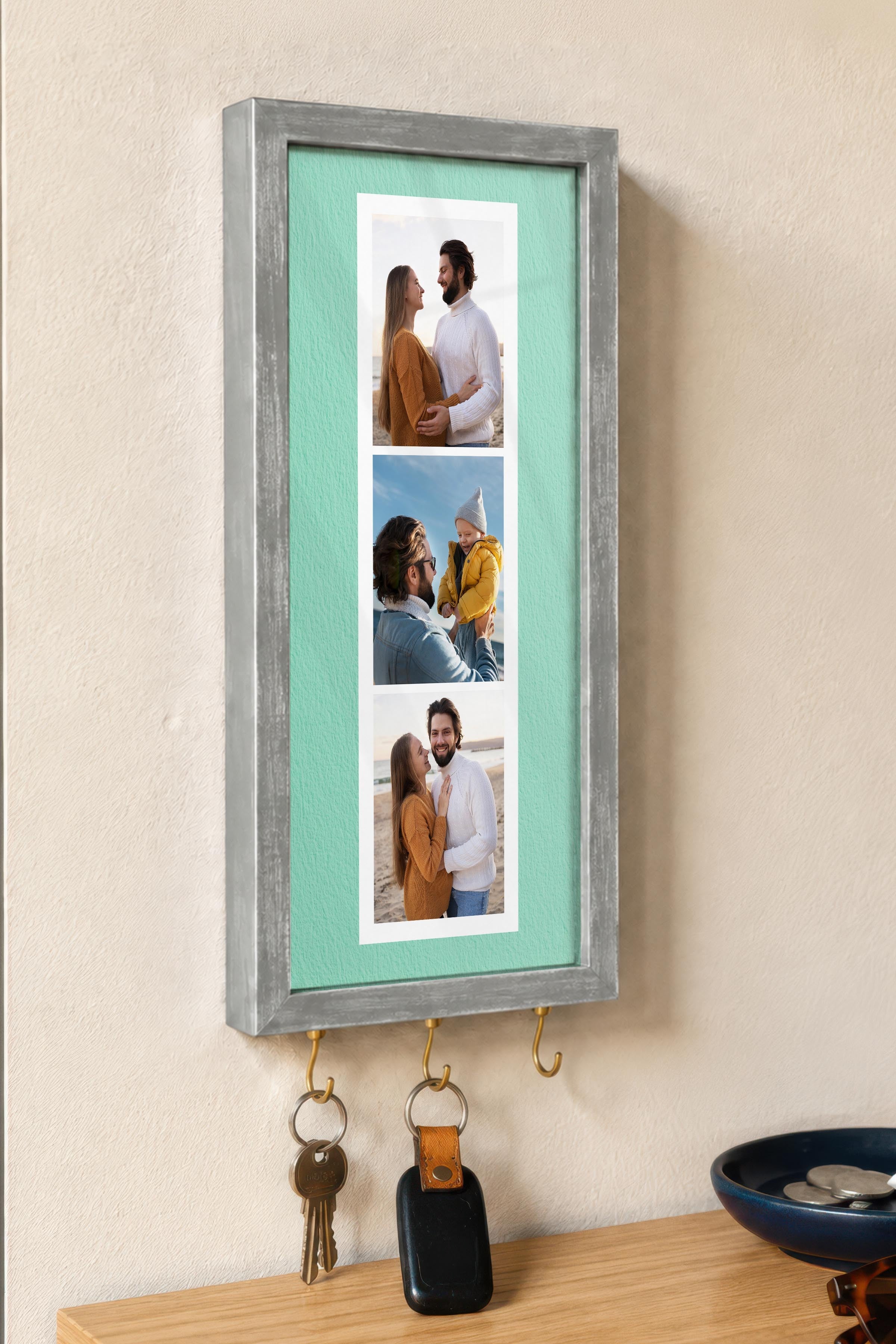 Kişiye Özel Tablo Anahtarlık, Photobooth Stili Gümüş Fotoğraf Çerçevesi, Vintage Duvar Dekoru