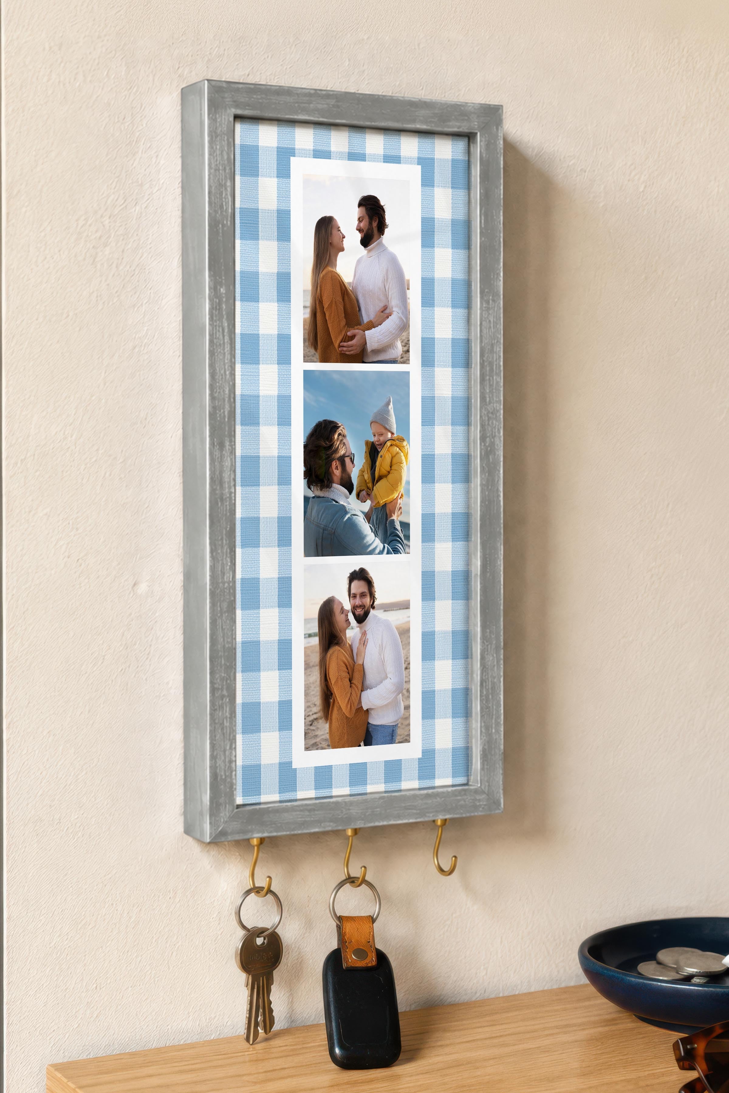 Kişiye Özel Tablo Anahtarlık, Photobooth Stili Gümüş Fotoğraf Çerçevesi, Vintage Duvar Dekoru