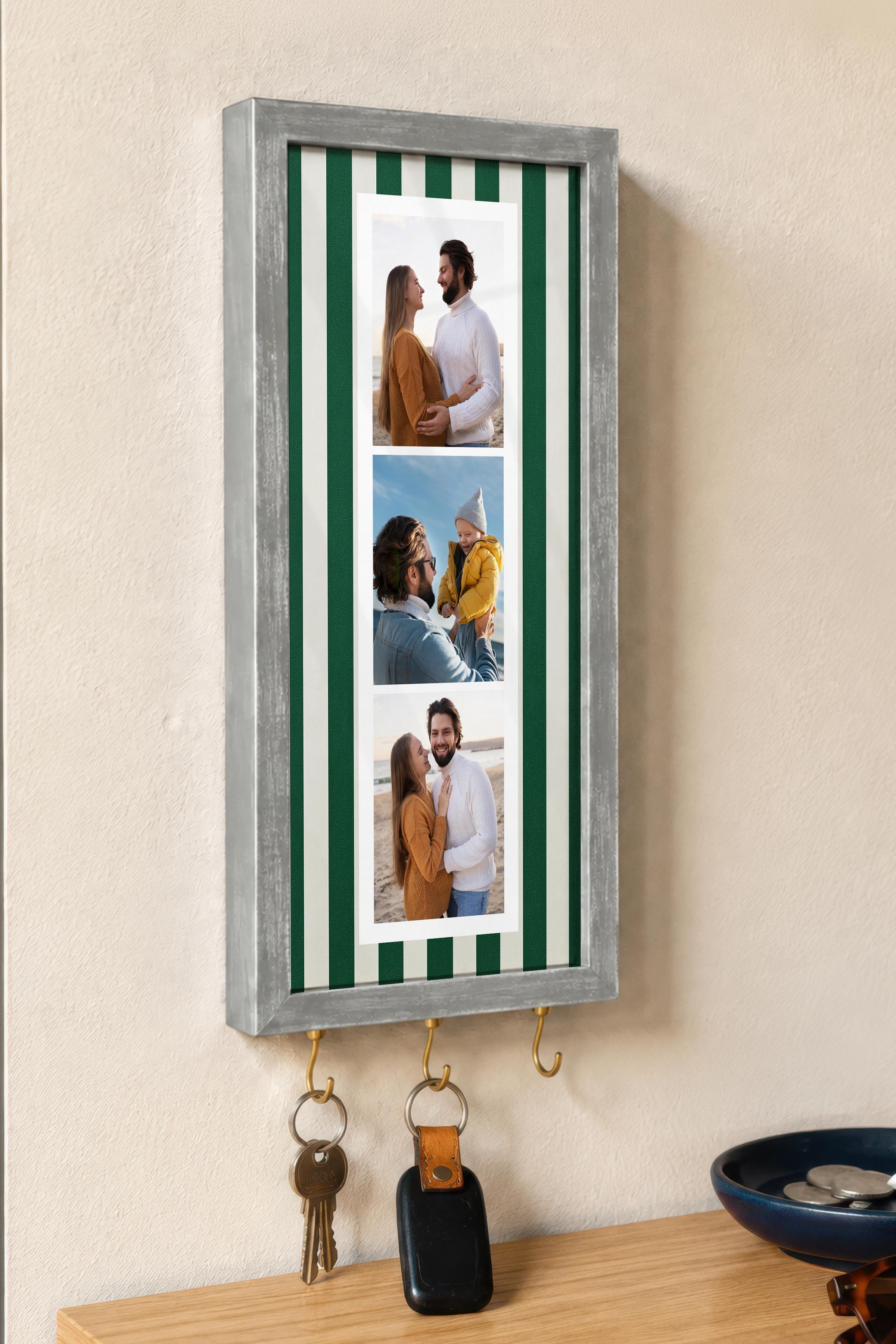 Kişiye Özel Tablo Anahtarlık, Photobooth Stili Gümüş Fotoğraf Çerçevesi, Vintage Duvar Dekoru