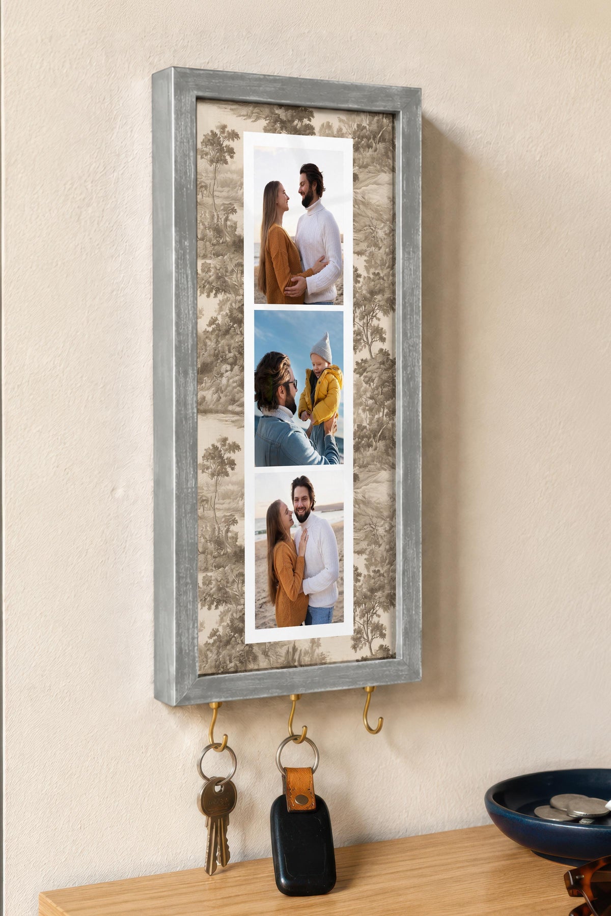 Kişiye Özel Tablo Anahtarlık, Photobooth Stili Gümüş Fotoğraf Çerçevesi, Vintage Duvar Dekoru