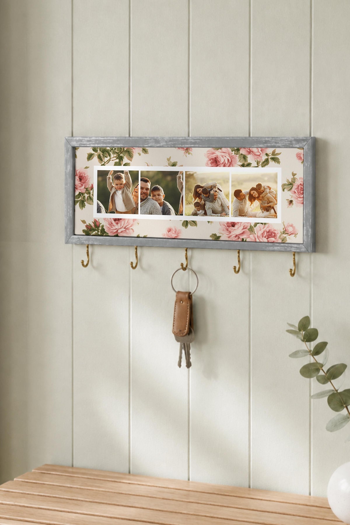 Kişiye Özel Tablo Anahtarlık, Photobooth Stili Gümüş Fotoğraf Çerçevesi, Vintage Duvar Dekoru