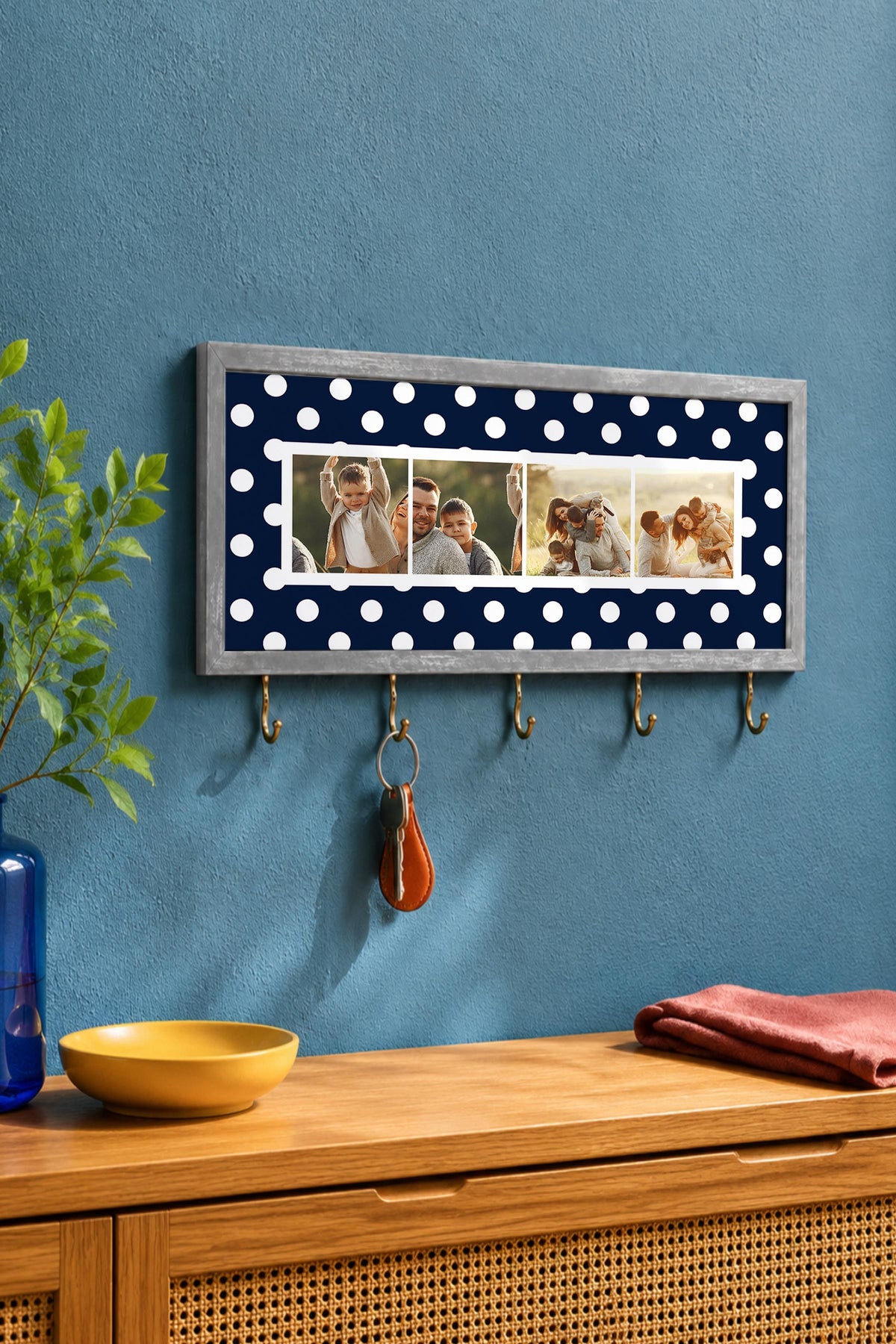 Kişiye Özel Tablo Anahtarlık, Photobooth Stili Gümüş Fotoğraf Çerçevesi, Vintage Duvar Dekoru