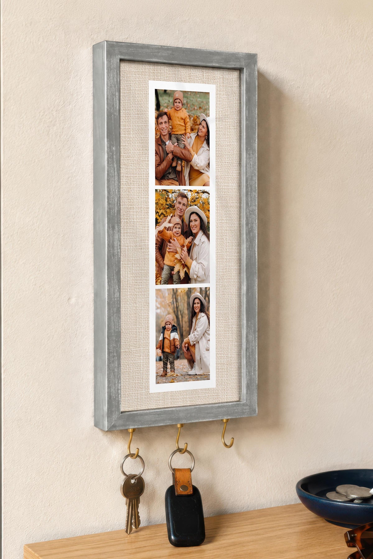 Kişiye Özel Tablo Anahtarlık, Photobooth Stili Gümüş Fotoğraf Çerçevesi, Vintage Duvar Dekoru