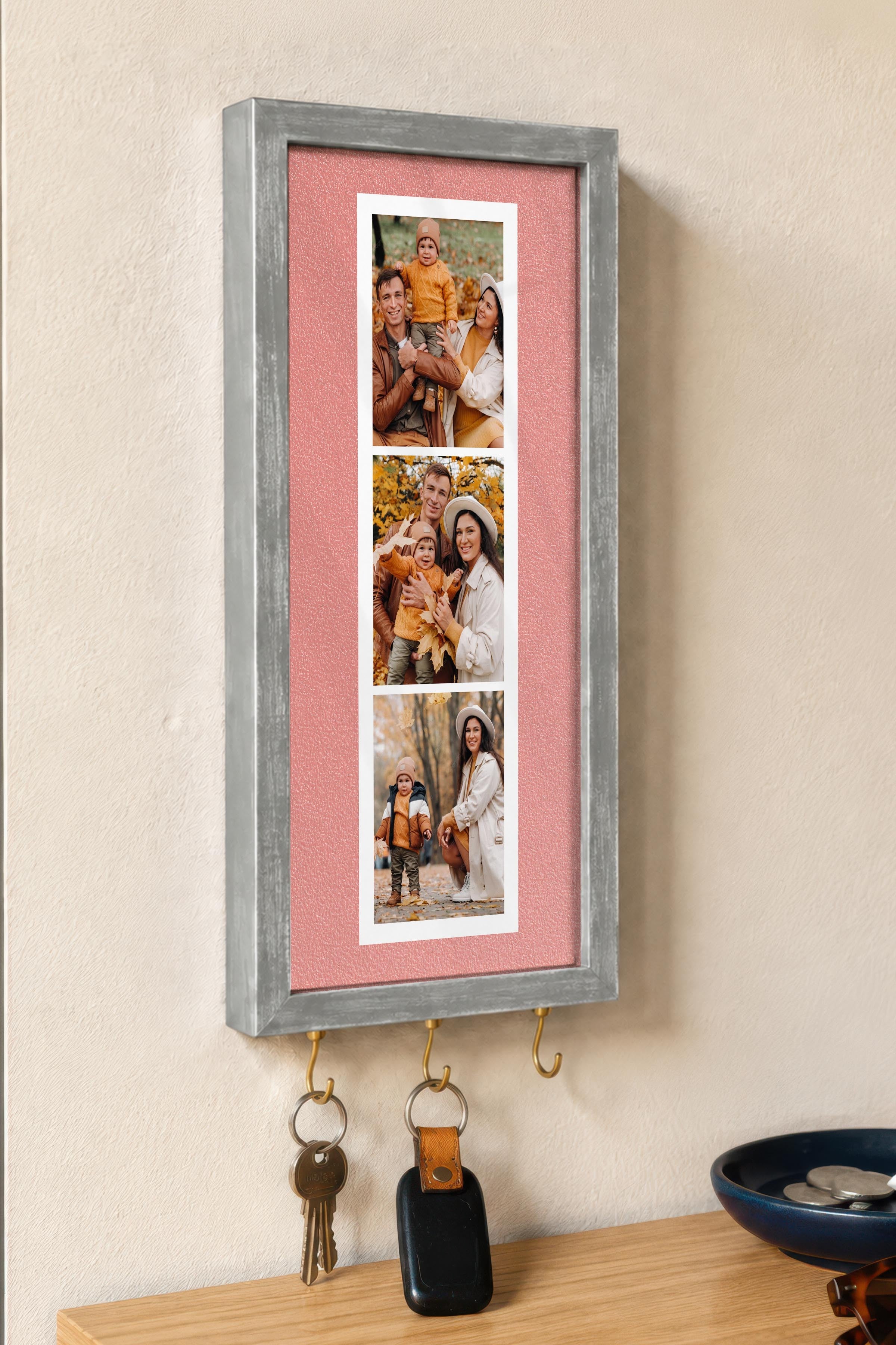 Kişiye Özel Tablo Anahtarlık, Photobooth Stili Gümüş Fotoğraf Çerçevesi, Vintage Duvar Dekoru