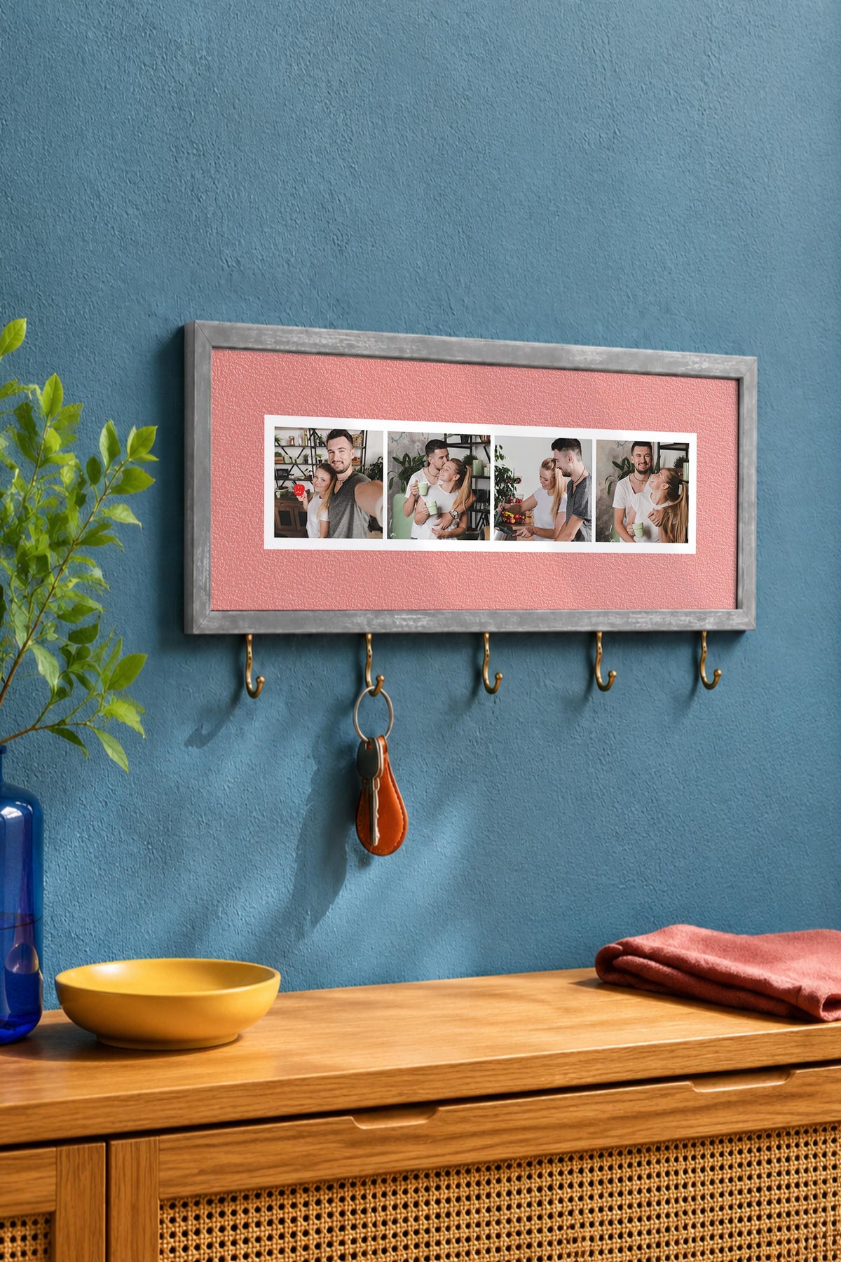 Kişiye Özel Tablo Anahtarlık, Photobooth Stili Gümüş Fotoğraf Çerçevesi, Vintage Duvar Dekoru
