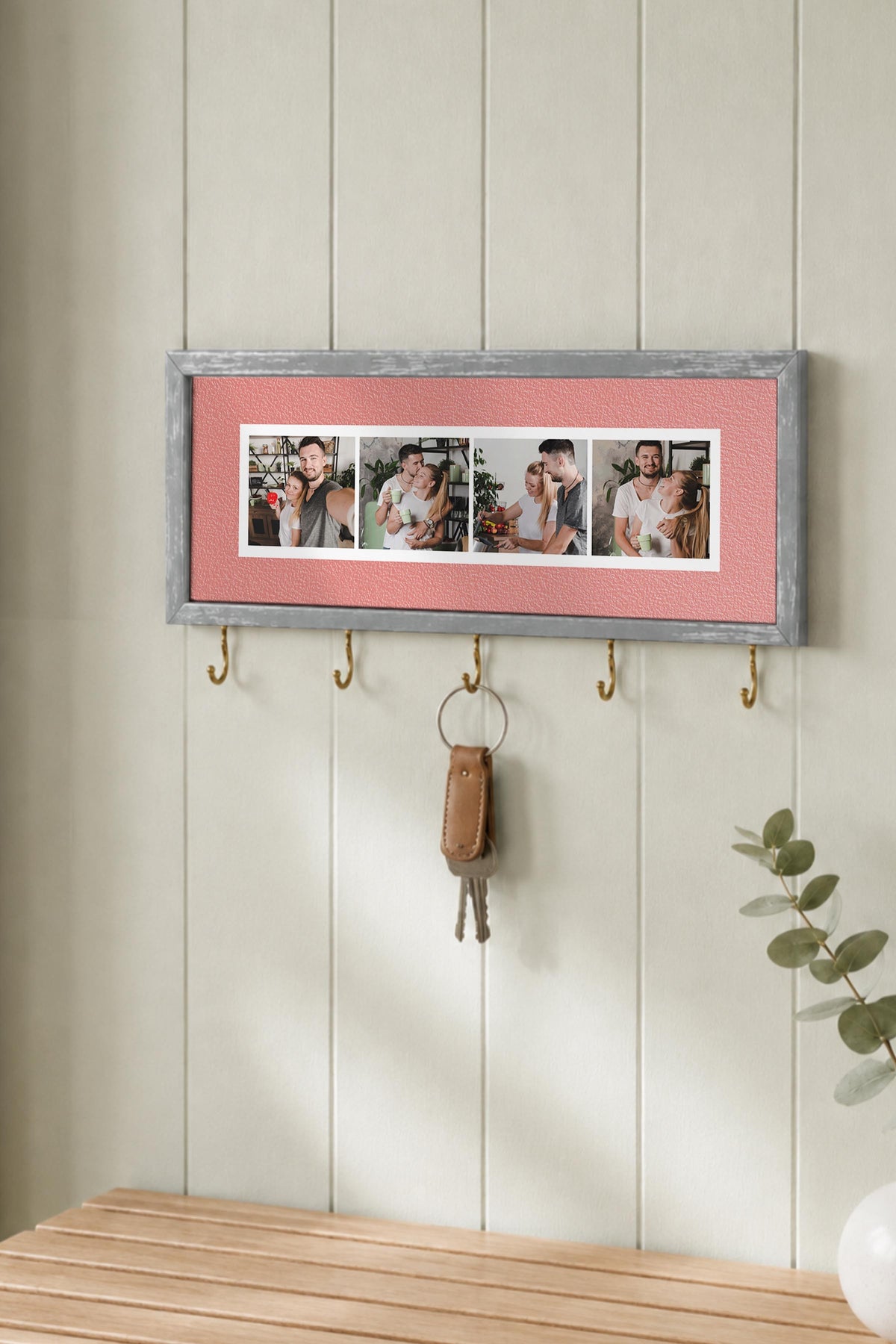 Kişiye Özel Tablo Anahtarlık, Photobooth Stili Gümüş Fotoğraf Çerçevesi, Vintage Duvar Dekoru