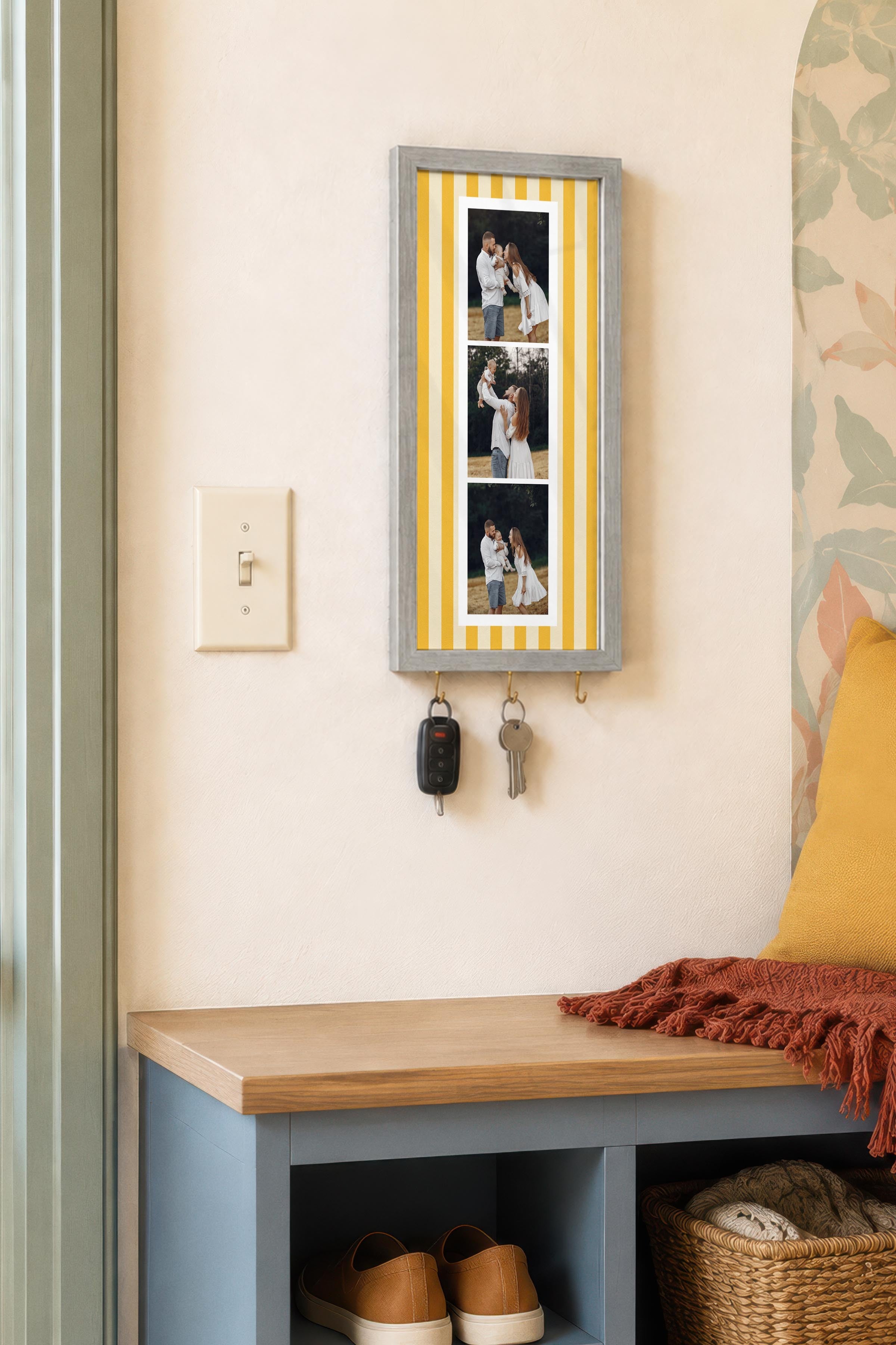 Kişiye Özel Tablo Anahtarlık, Photobooth Stili Gümüş Fotoğraf Çerçevesi, Vintage Duvar Dekoru