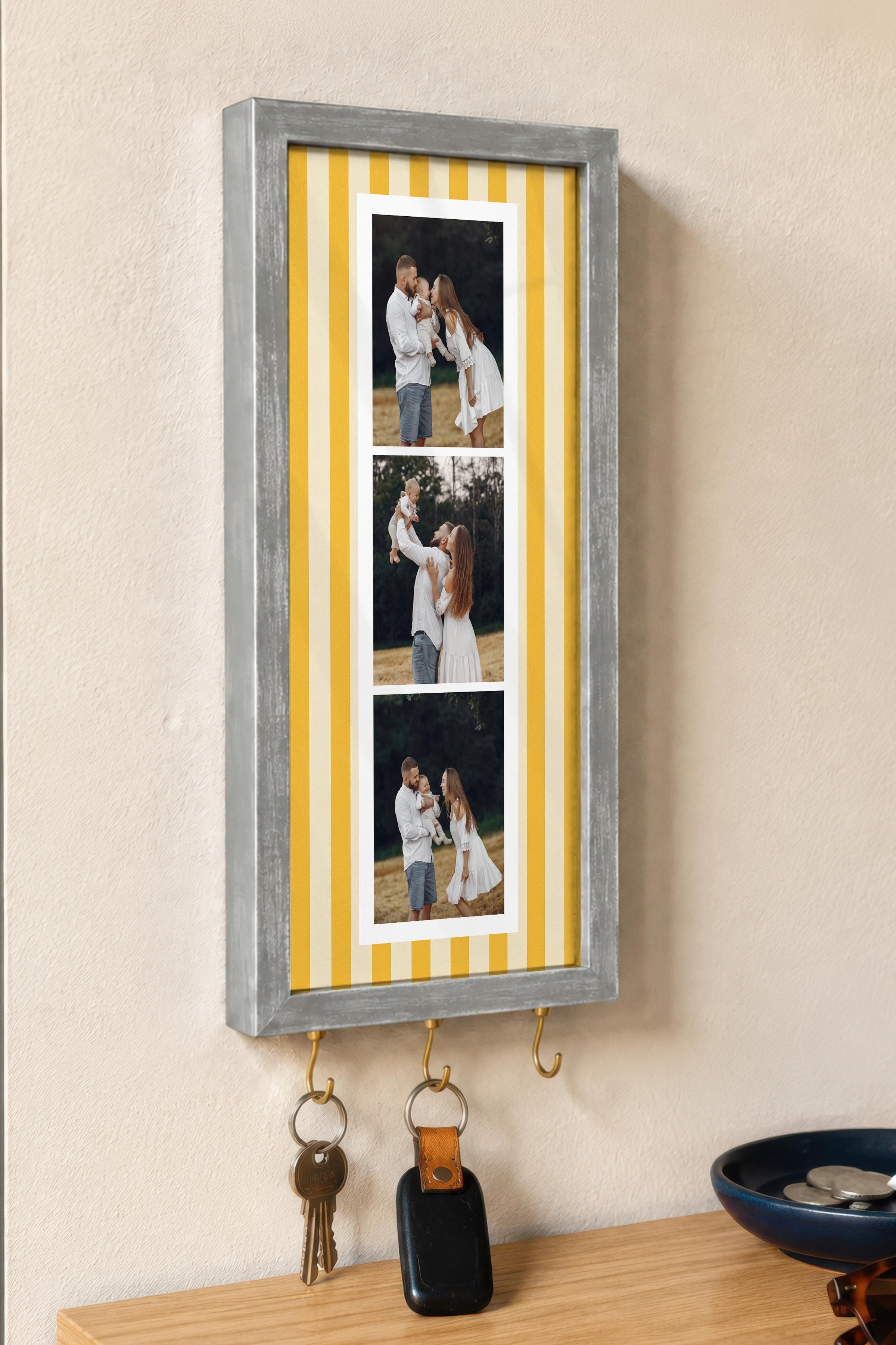 Kişiye Özel Tablo Anahtarlık, Photobooth Stili Gümüş Fotoğraf Çerçevesi, Vintage Duvar Dekoru